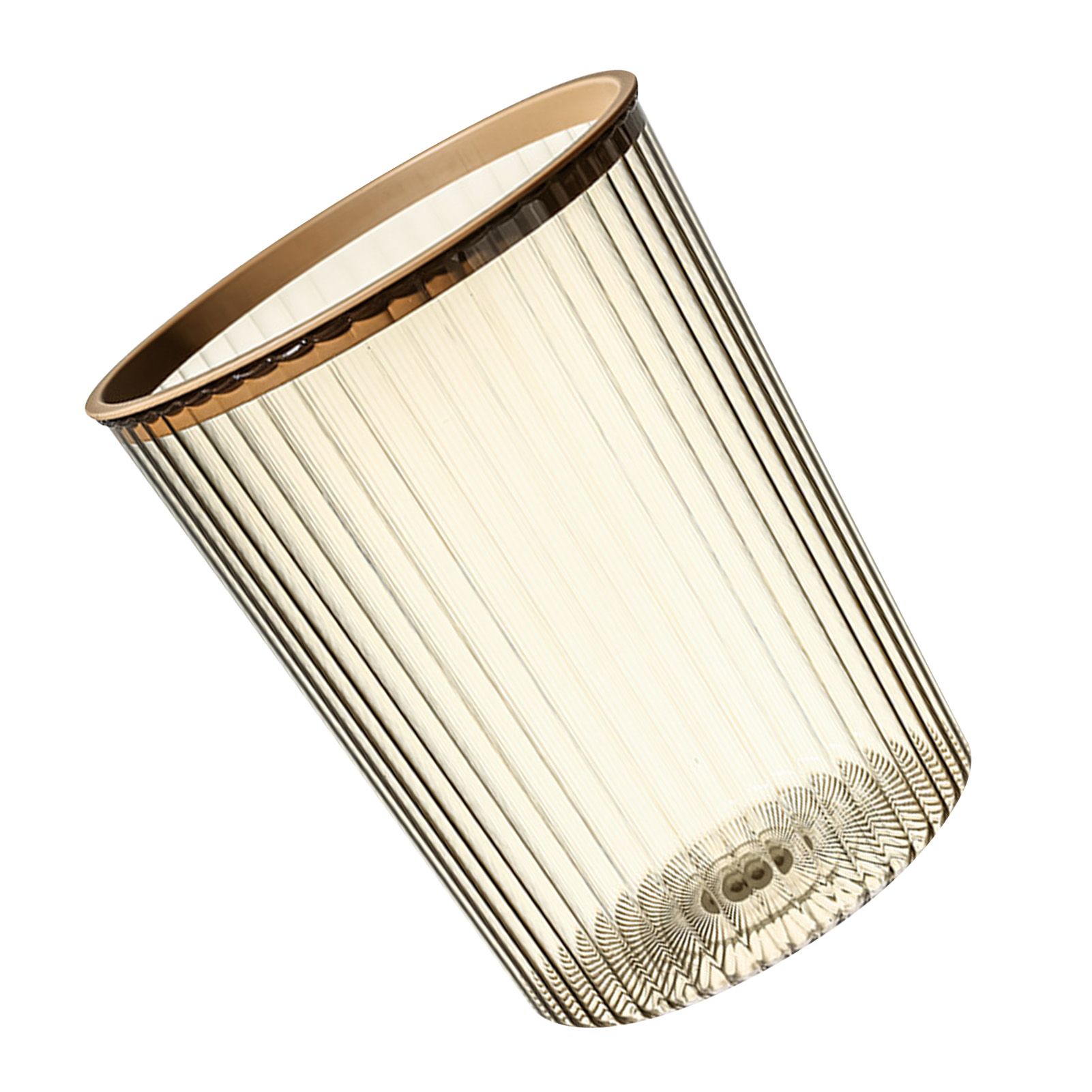 Transparent Garbage Bin with Top Ring Easy Attached Lid Free Large Capacity Trash Bin Can for Household Coffee Color - Image 4