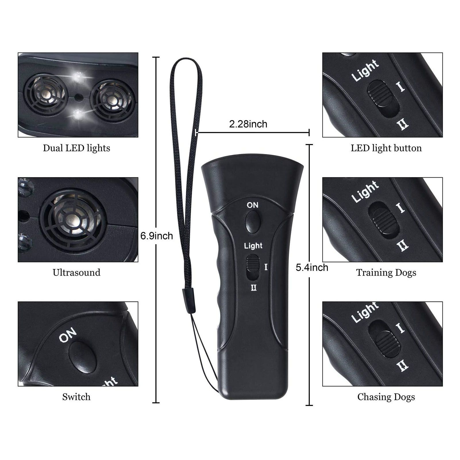 Dog Repeller Dual Sensor Ultrasound LED Light Laser Dog Deterrent Device USB Rechargeable Anti Barking Device - Image 8