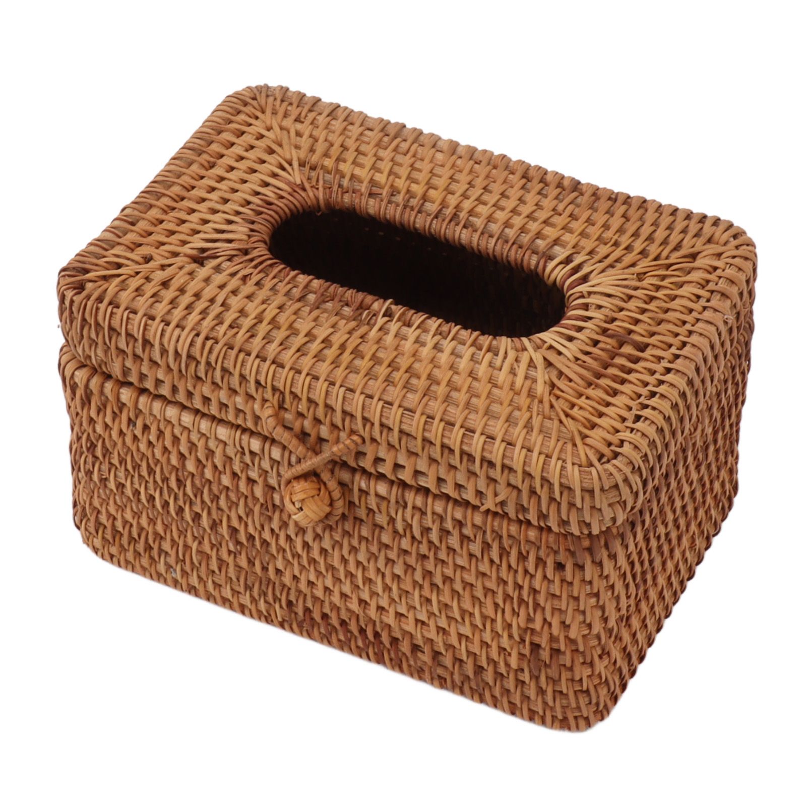 Rectangular Rattan Tissue Box Cover Rattan Woven Tissue Box Holder for Bathroom Organizer Countertop Bedroom Living Room Car Office Short Style - Image 4