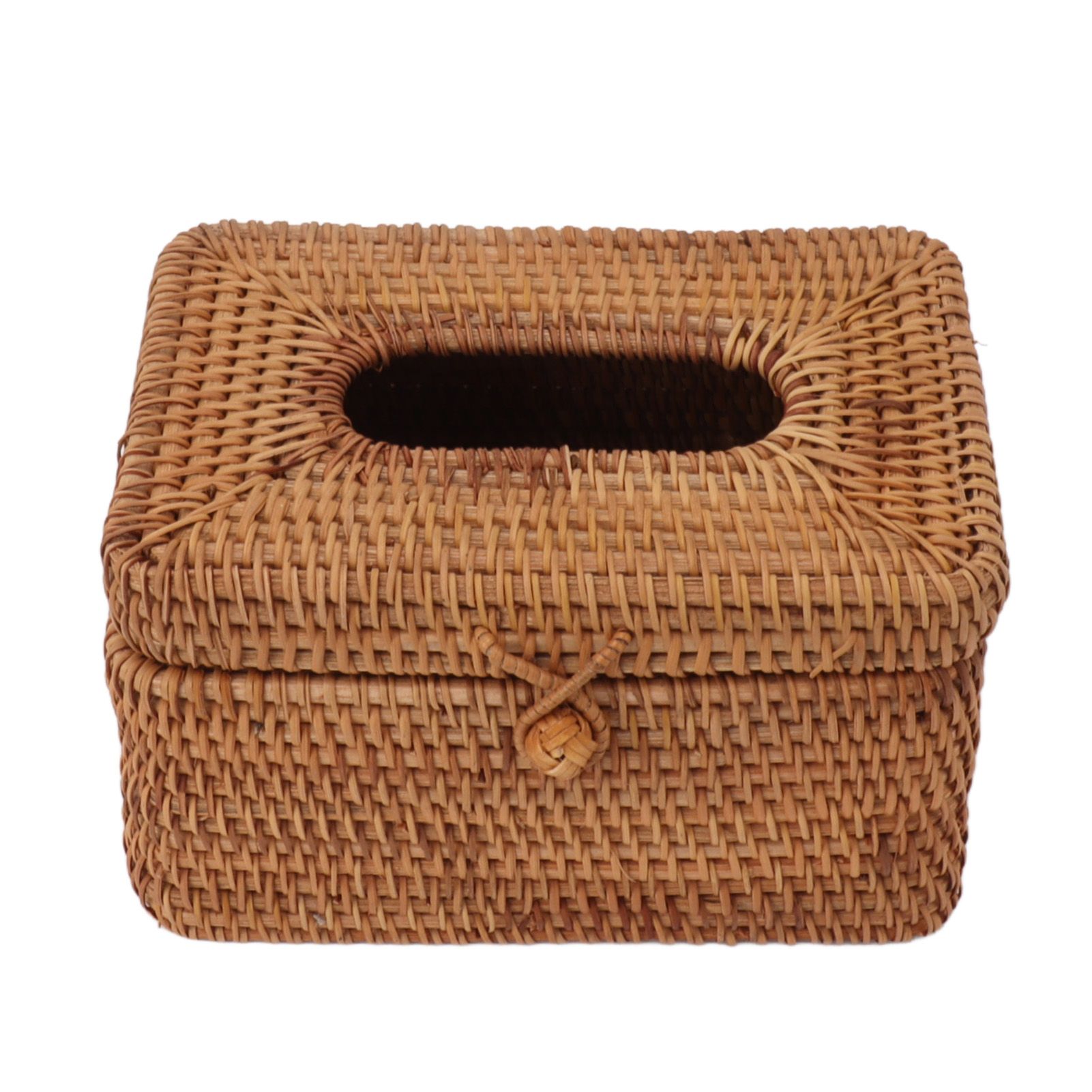 Rectangular Rattan Tissue Box Cover Rattan Woven Tissue Box Holder for Bathroom Organizer Countertop Bedroom Living Room Car Office Short Style - Image 5
