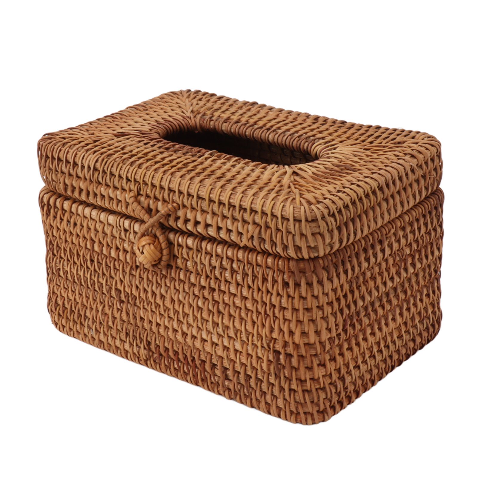 Rectangular Rattan Tissue Box Cover Rattan Woven Tissue Box Holder for Bathroom Organizer Countertop Bedroom Living Room Car Office Short Style - Image 6