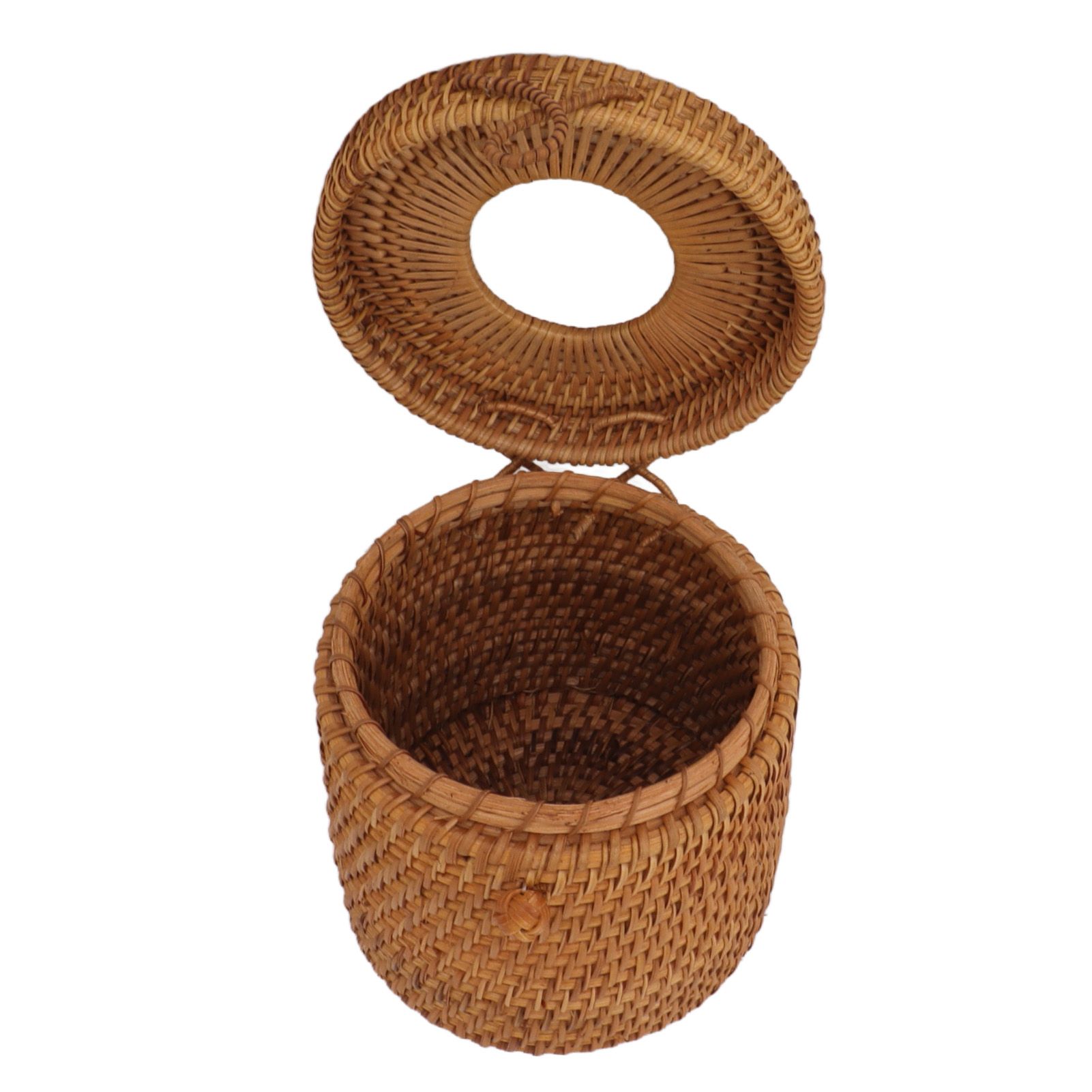 Rectangular Rattan Tissue Box Cover Rattan Woven Tissue Box Holder for Bathroom Organizer Countertop Bedroom Living Room Car Office Cylinder Style - Image 2