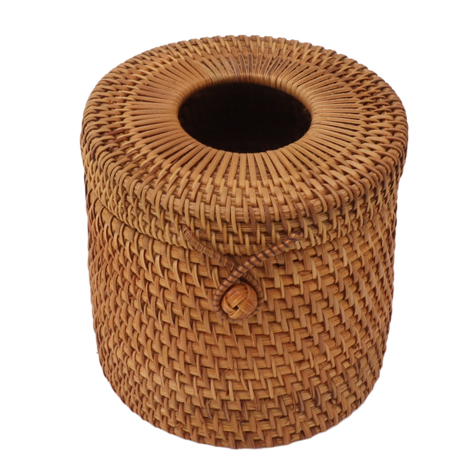 Rectangular Rattan Tissue Box Cover Rattan Woven Tissue Box Holder for Bathroom Organizer Countertop Bedroom Living Room Car Office Cylinder Style - Image 5