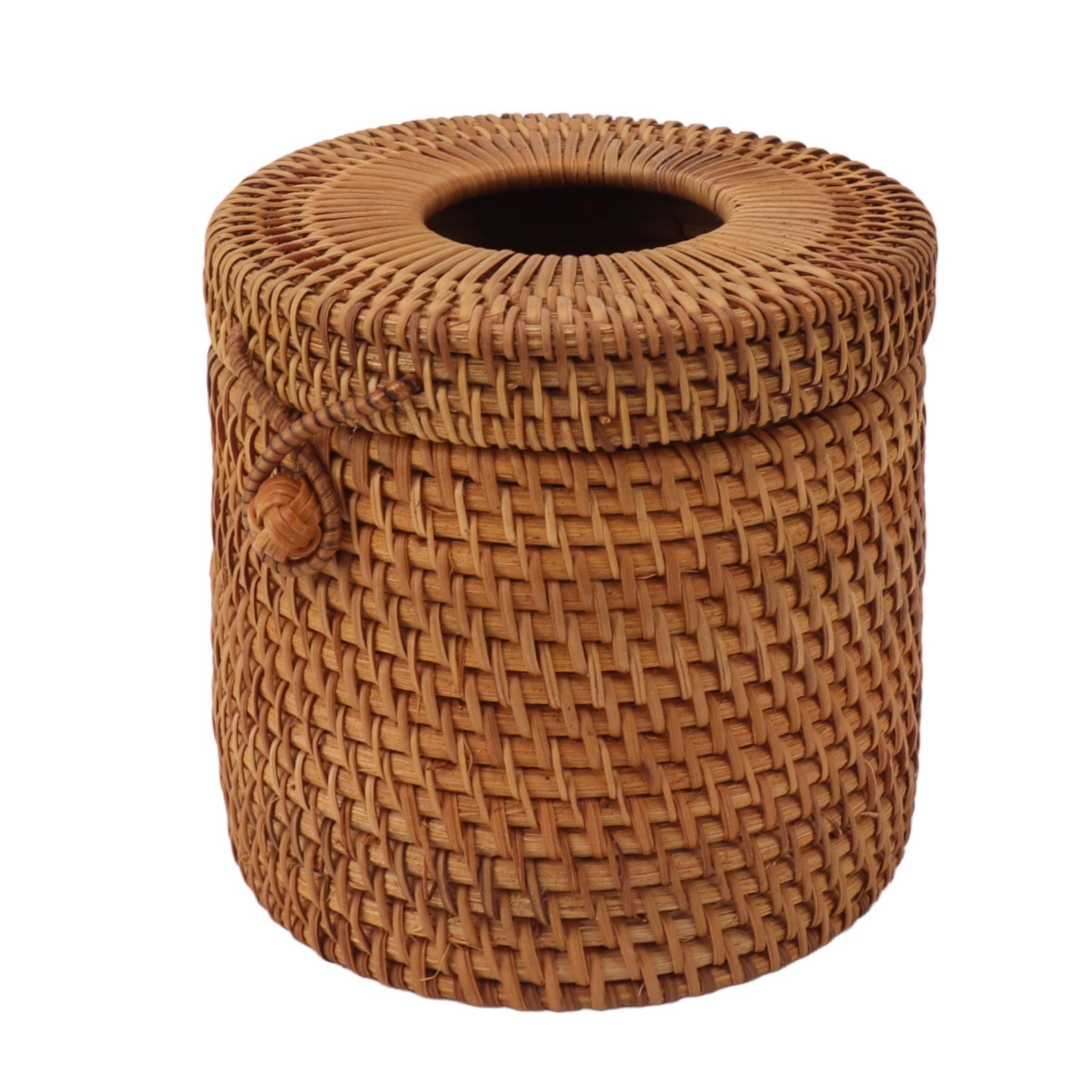 Rectangular Rattan Tissue Box Cover Rattan Woven Tissue Box Holder for Bathroom Organizer Countertop Bedroom Living Room Car Office Cylinder Style - Image 6