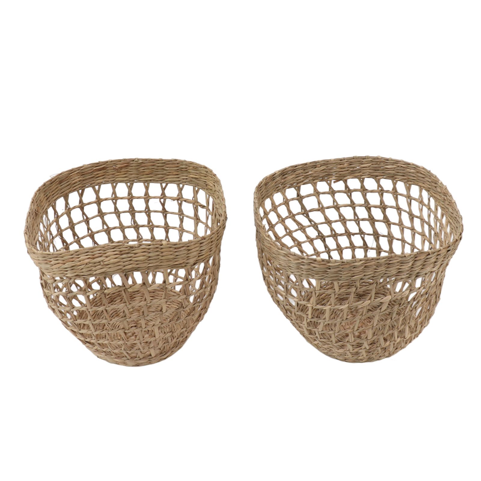 2PCS Woven Basket Handwoven Sea Grass Storage Basket for Flower Plant Farmhouse Home Decor - Image 1