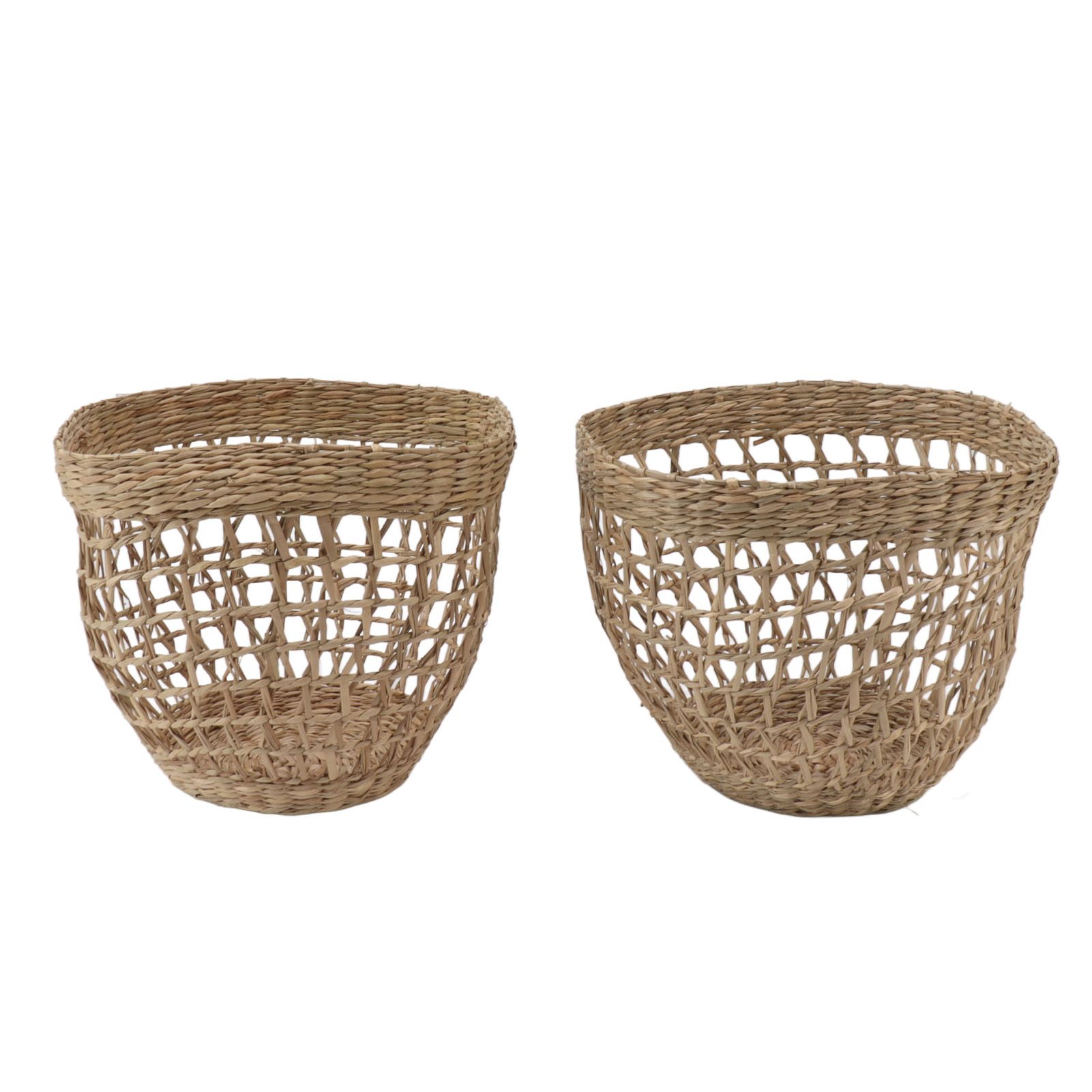 2PCS Woven Basket Handwoven Sea Grass Storage Basket for Flower Plant Farmhouse Home Decor - Image 2