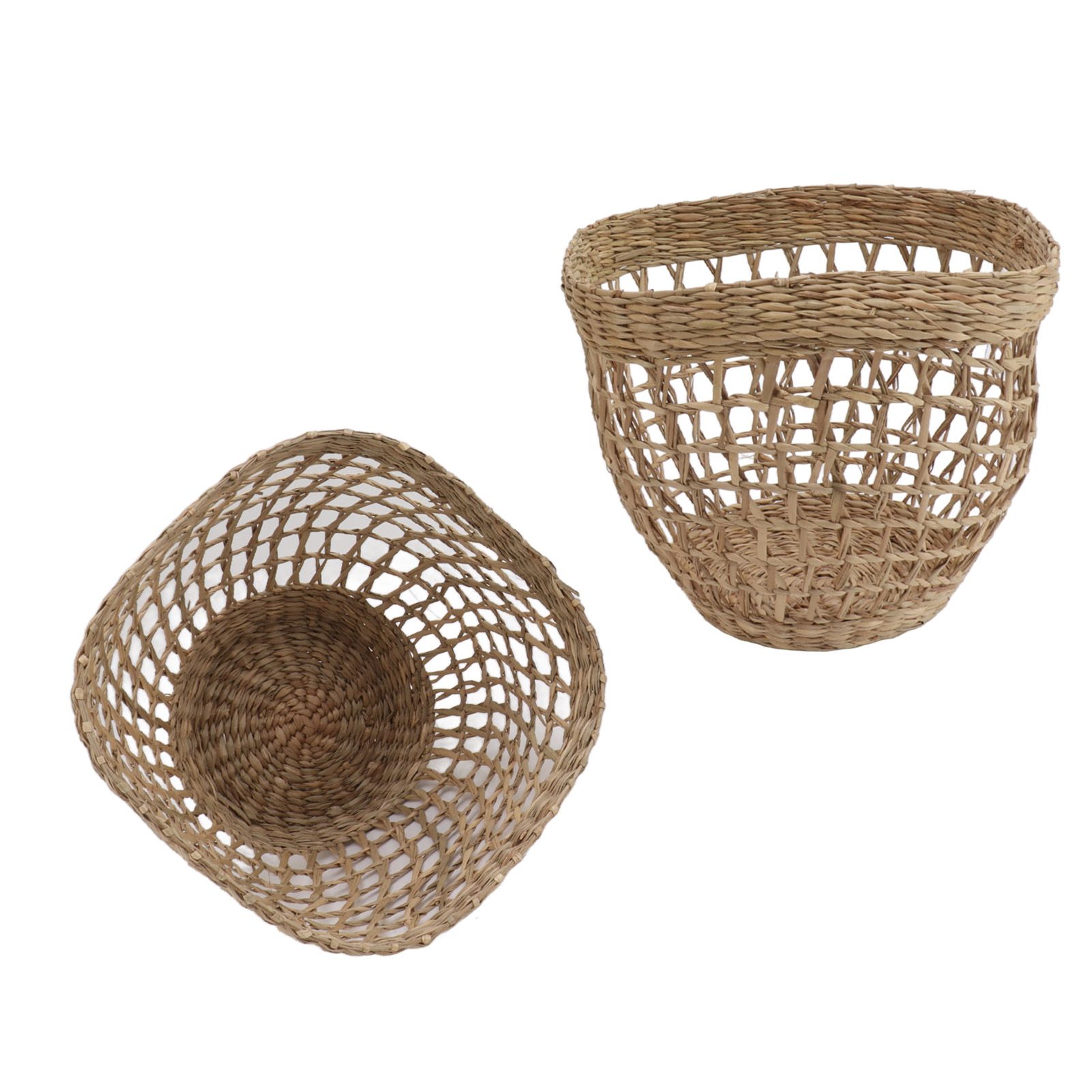 2PCS Woven Basket Handwoven Sea Grass Storage Basket for Flower Plant Farmhouse Home Decor - Image 3