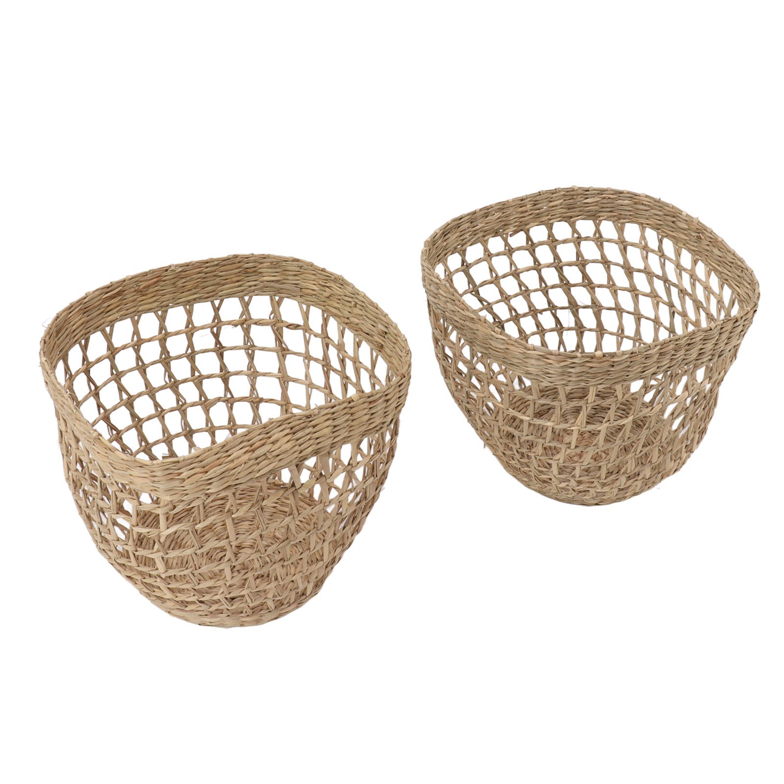 2PCS Woven Basket Handwoven Sea Grass Storage Basket for Flower Plant Farmhouse Home Decor - Image 5