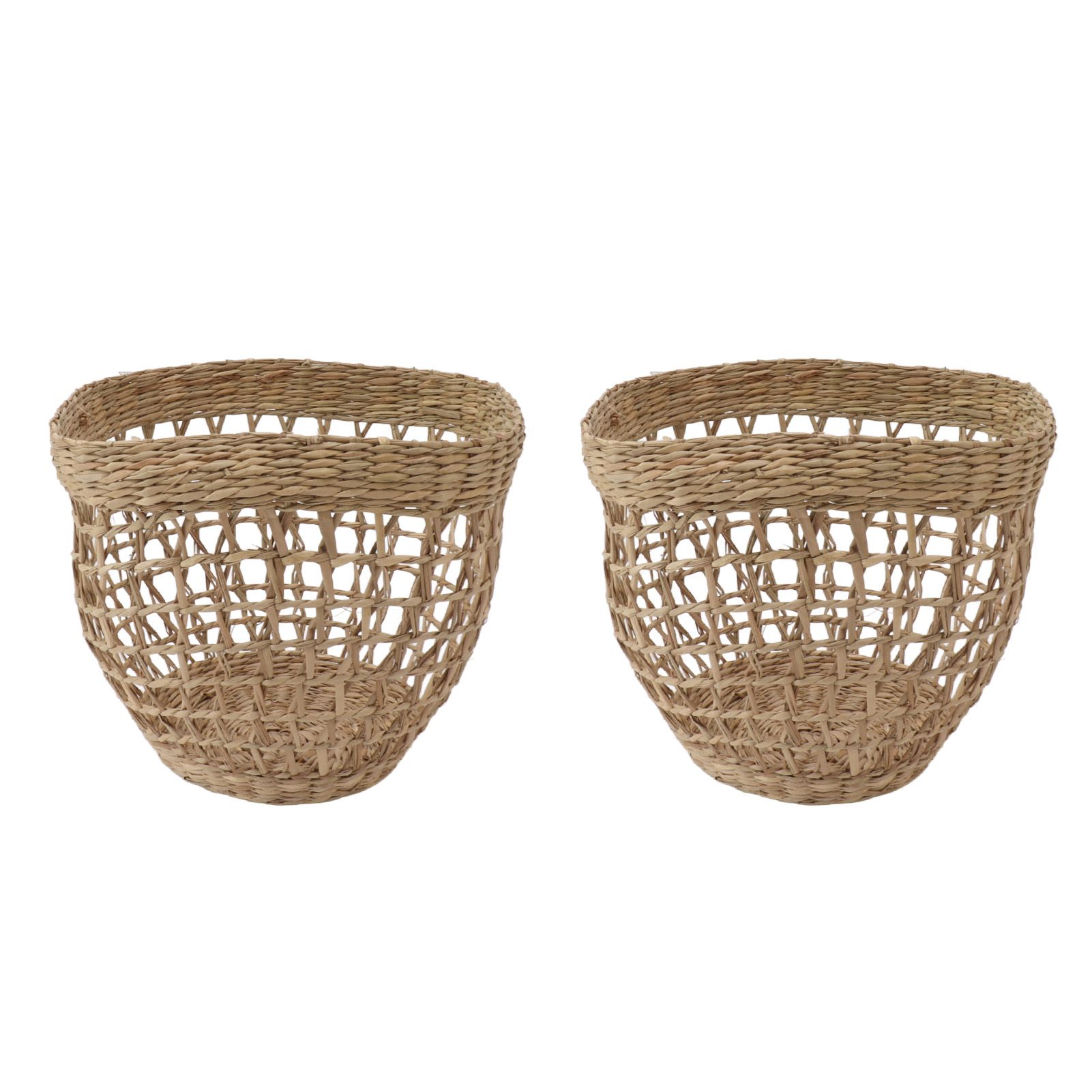 2PCS Woven Basket Handwoven Sea Grass Storage Basket for Flower Plant Farmhouse Home Decor - Image 6