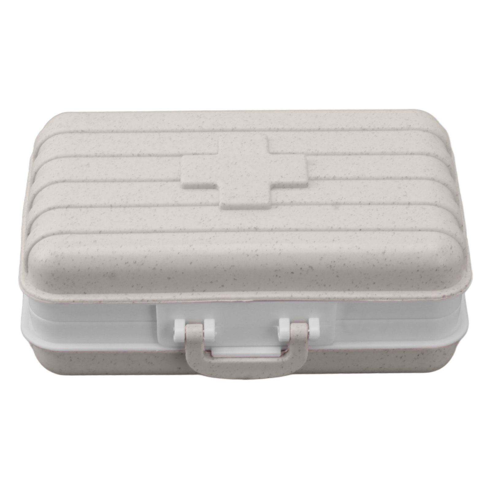 Mini Medicine Box 6 Compartments Luggage Design Tight Sealing Plastic Medicine Container for Pocket Travel Beige - Image 1