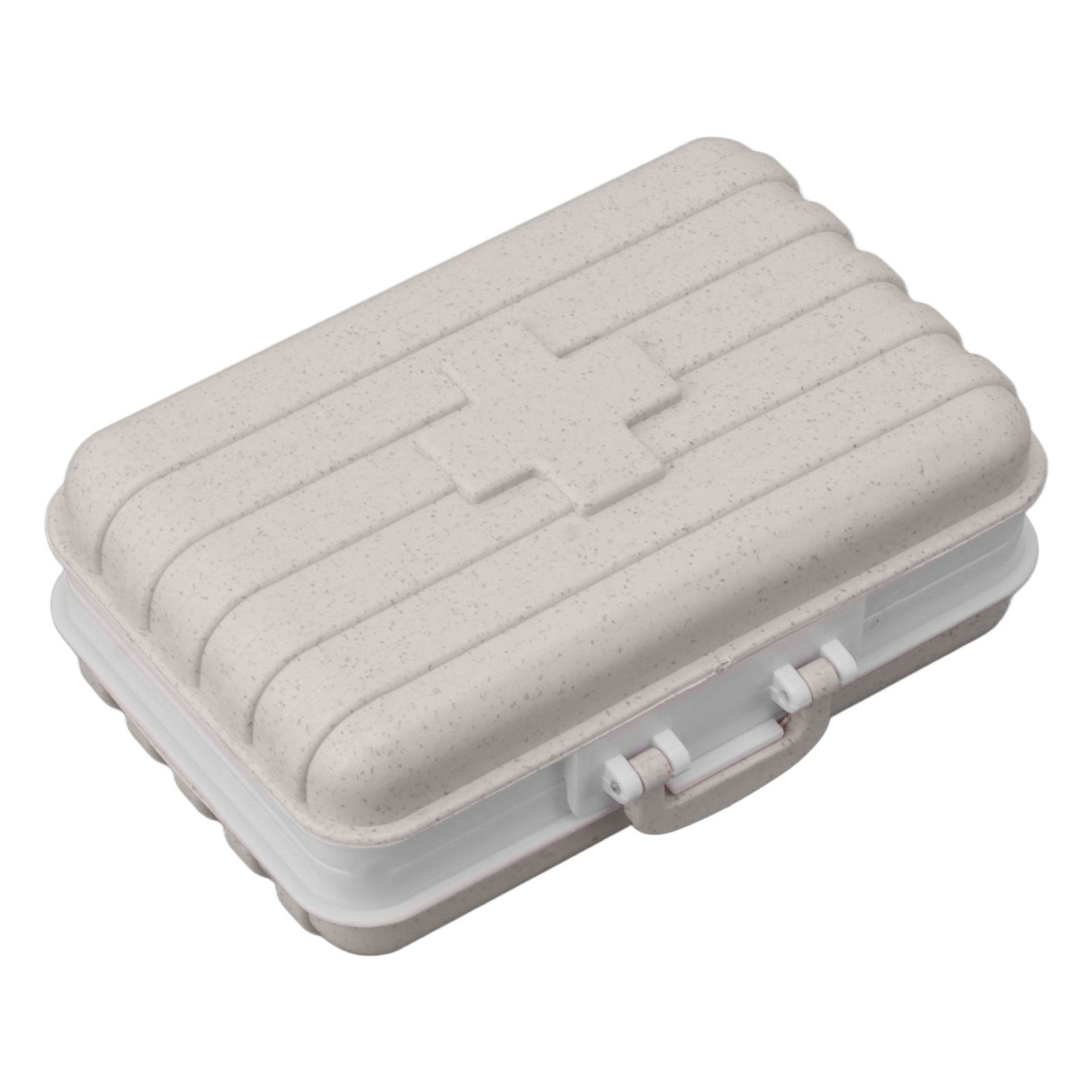 Mini Medicine Box 6 Compartments Luggage Design Tight Sealing Plastic Medicine Container for Pocket Travel Beige - Image 2