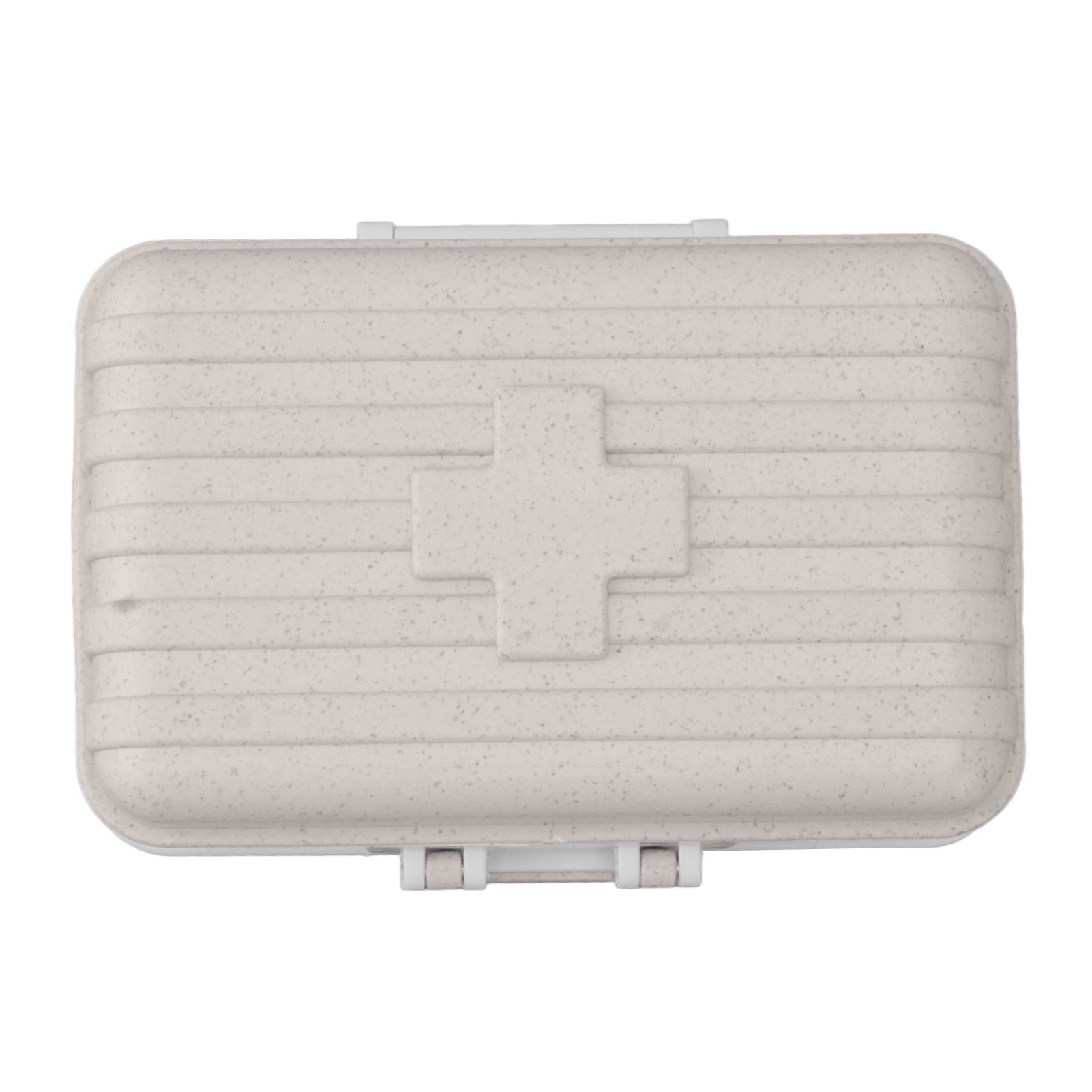 Mini Medicine Box 6 Compartments Luggage Design Tight Sealing Plastic Medicine Container for Pocket Travel Beige - Image 3