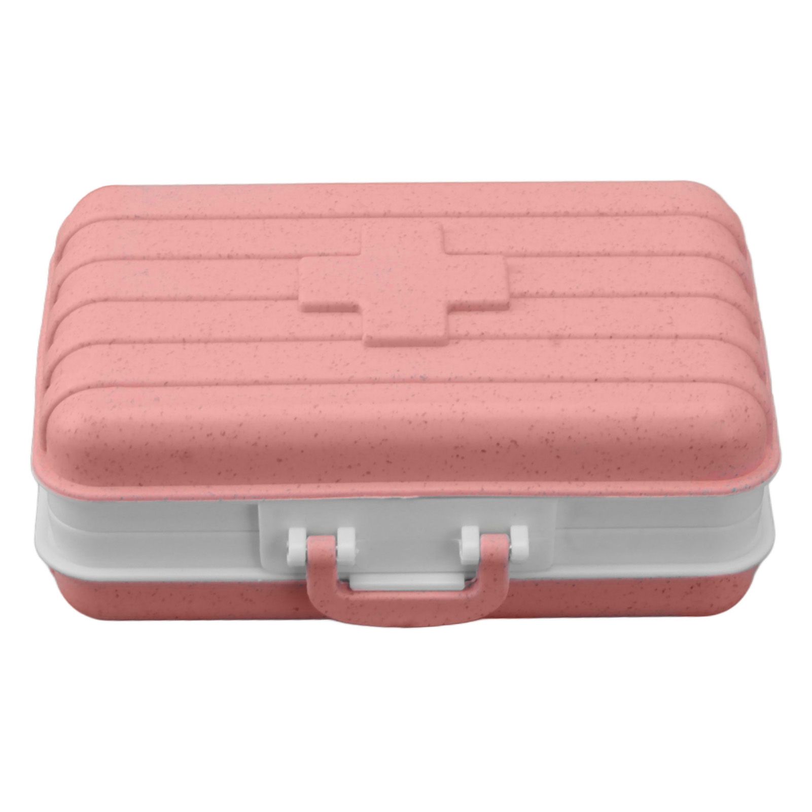 Mini Medicine Box 6 Compartments Luggage Design Tight Sealing Plastic Medicine Container for Pocket Travel Pink - Image 1
