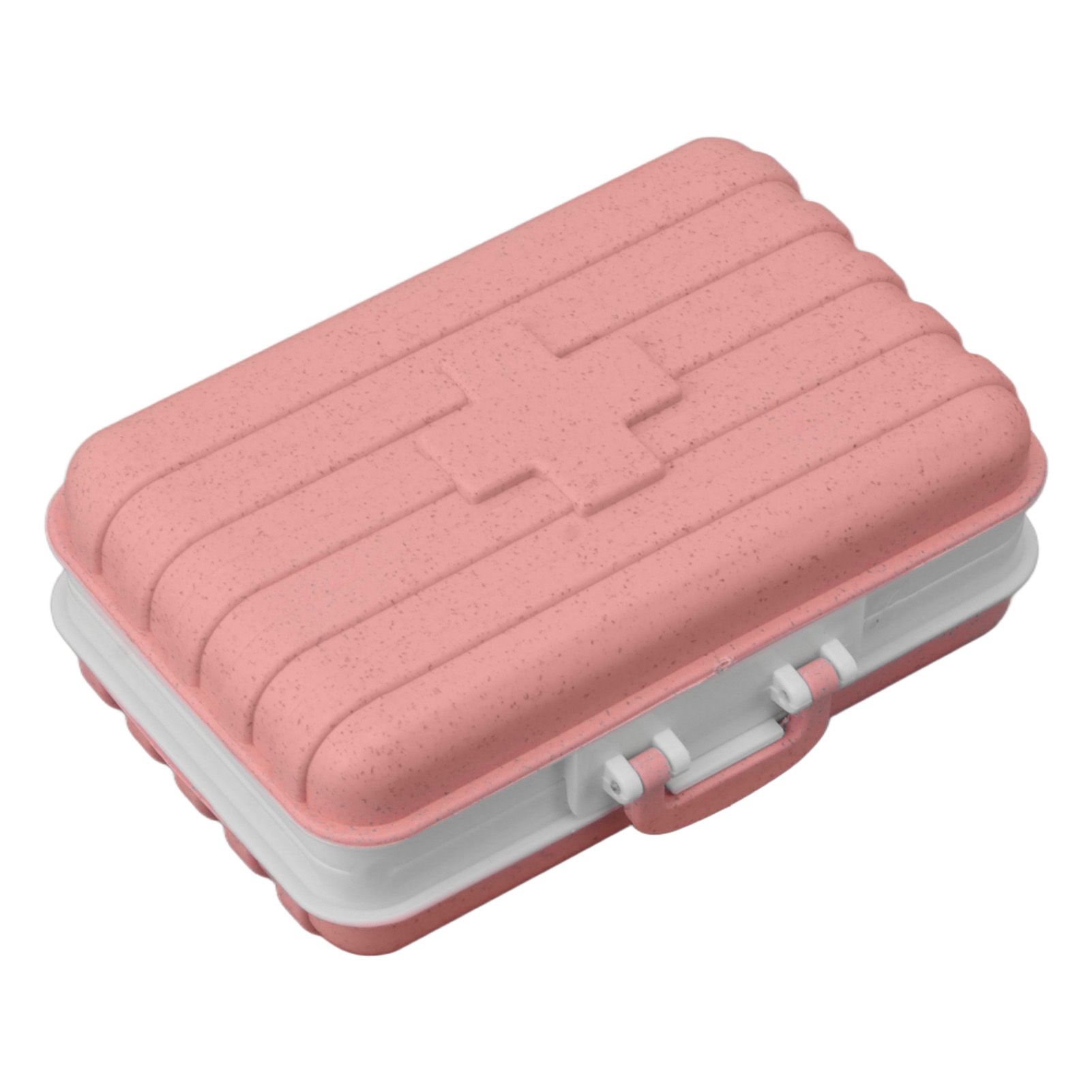 Mini Medicine Box 6 Compartments Luggage Design Tight Sealing Plastic Medicine Container for Pocket Travel Pink - Image 2
