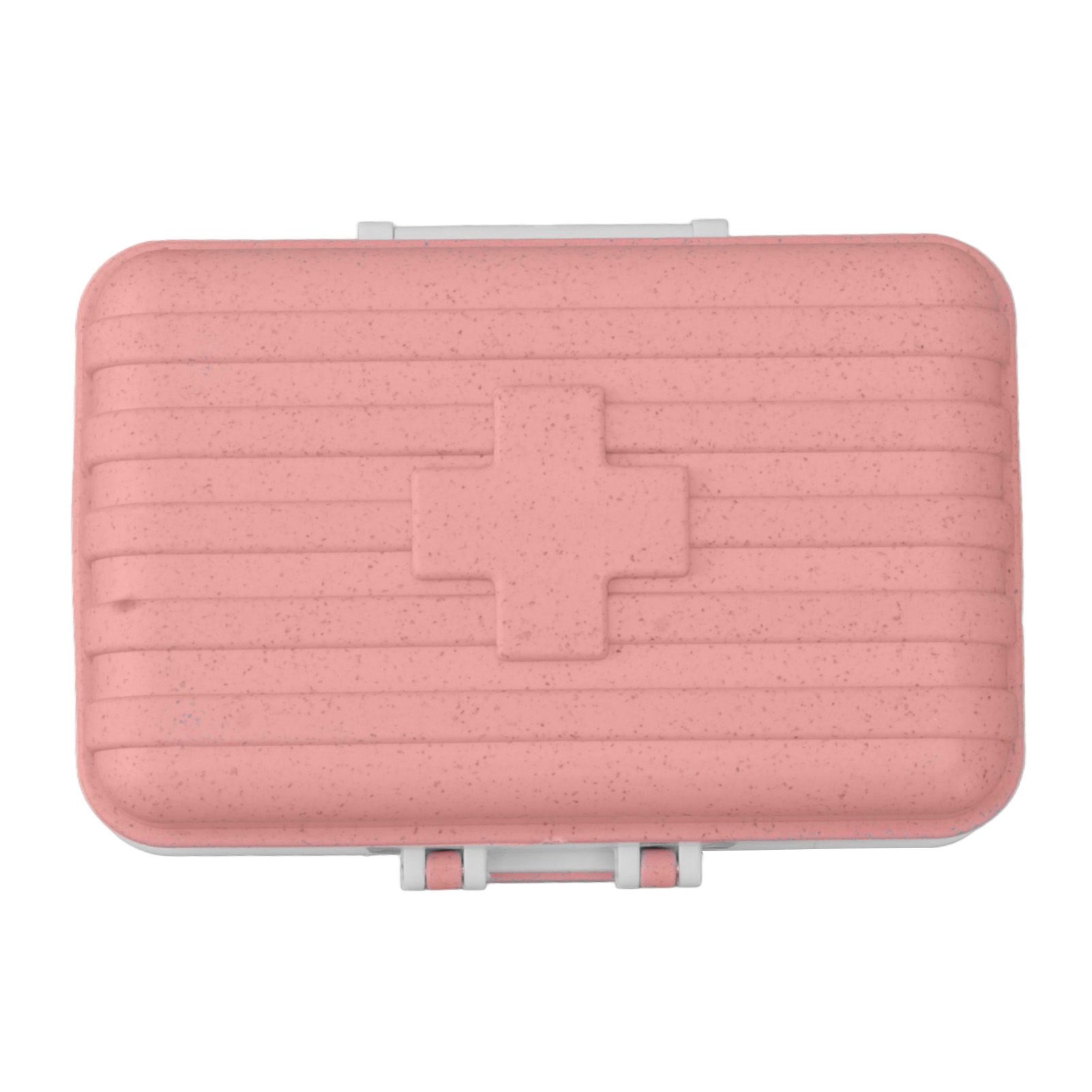 Mini Medicine Box 6 Compartments Luggage Design Tight Sealing Plastic Medicine Container for Pocket Travel Pink - Image 3