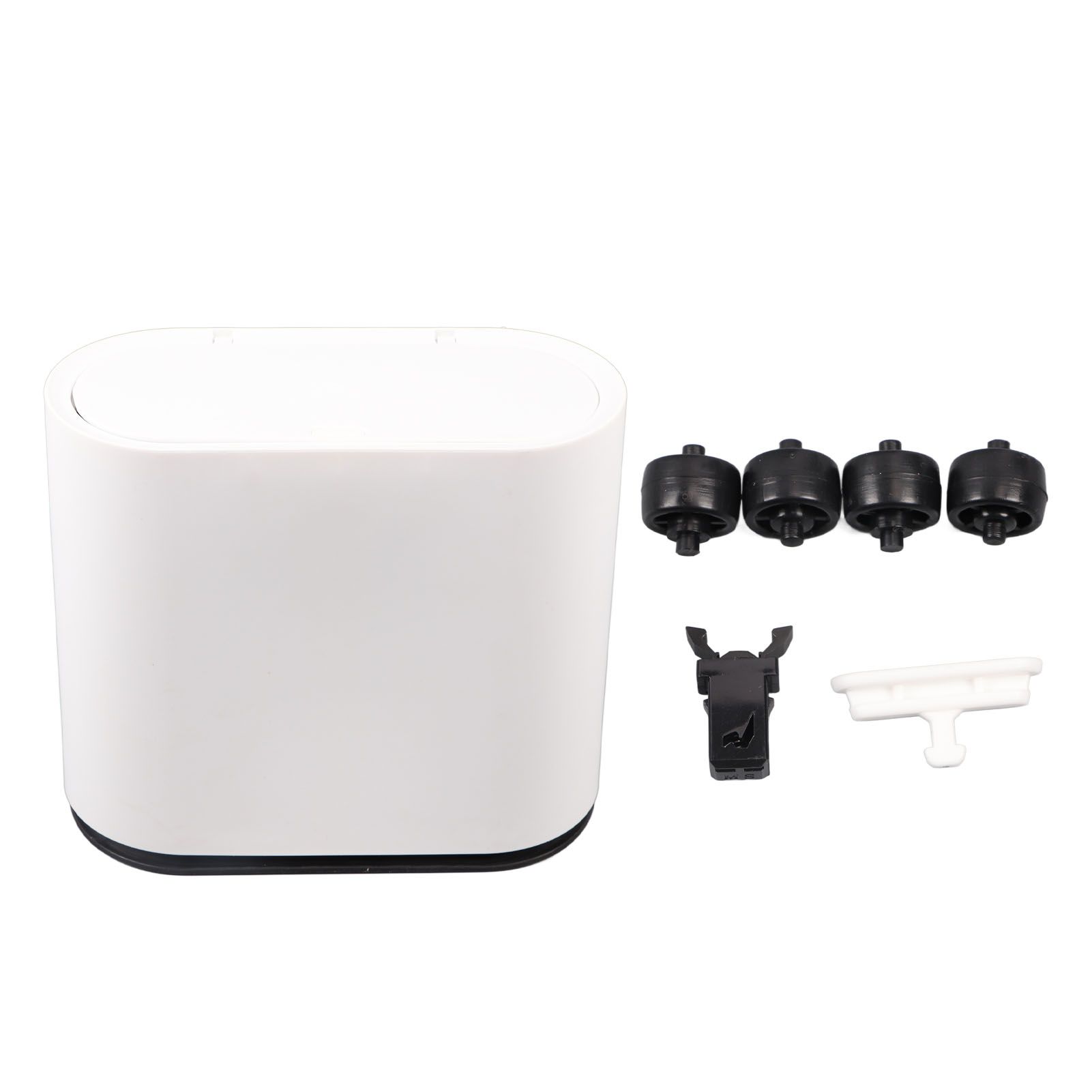 Plastic Trash Can with Press Type Lid Big White Garbage Container Bin for Bathroom Bedroom Kitchen Office - Image 1