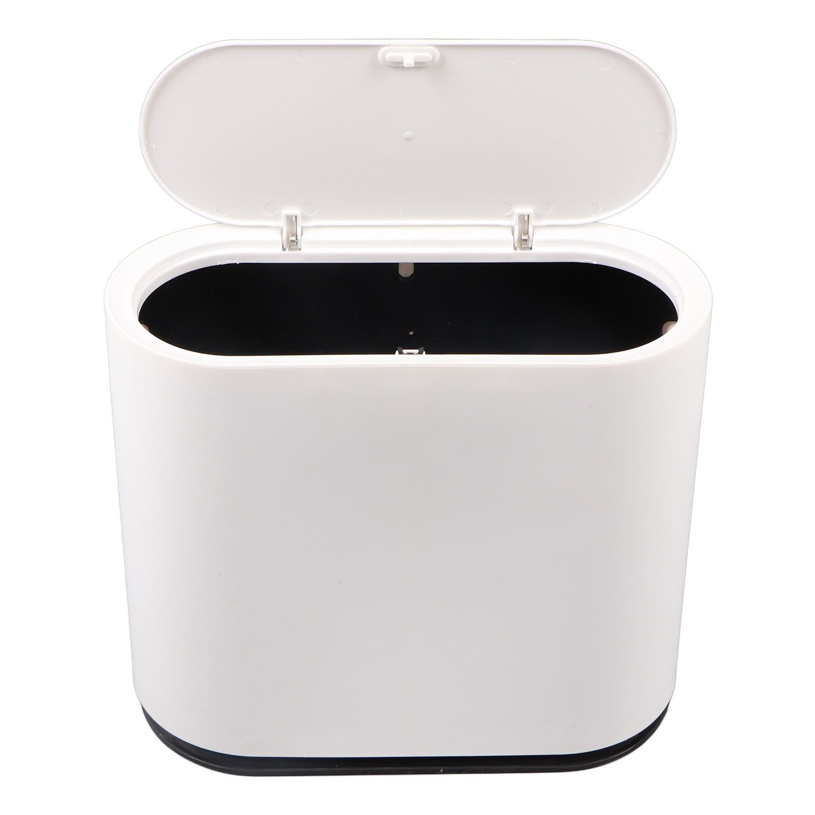 Plastic Trash Can with Press Type Lid Big White Garbage Container Bin for Bathroom Bedroom Kitchen Office - Image 2