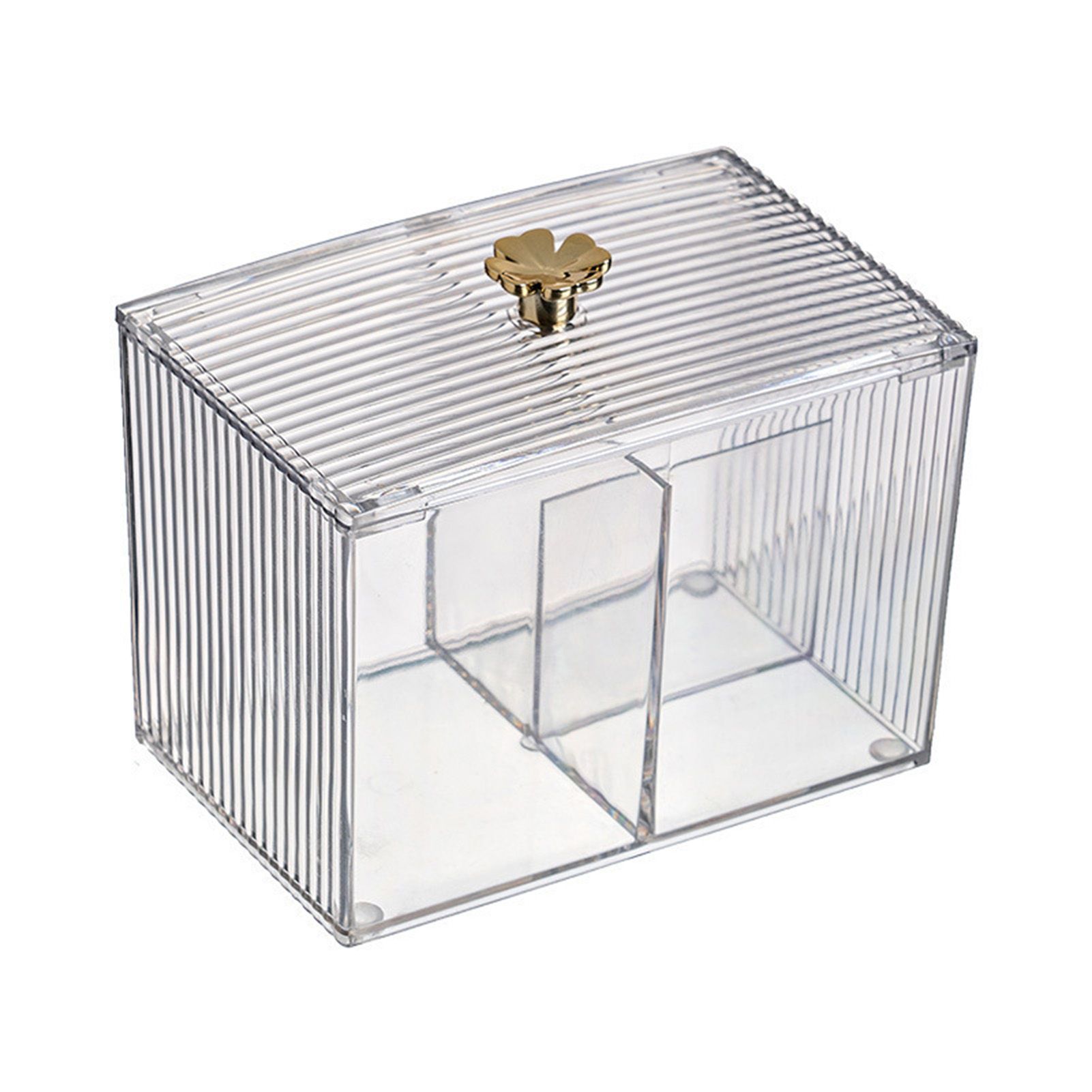 Cotton Pad Storage Box Swab Container Holder Transparent with Lid Grid for Cosmetics Desktop Decoration - Image 1