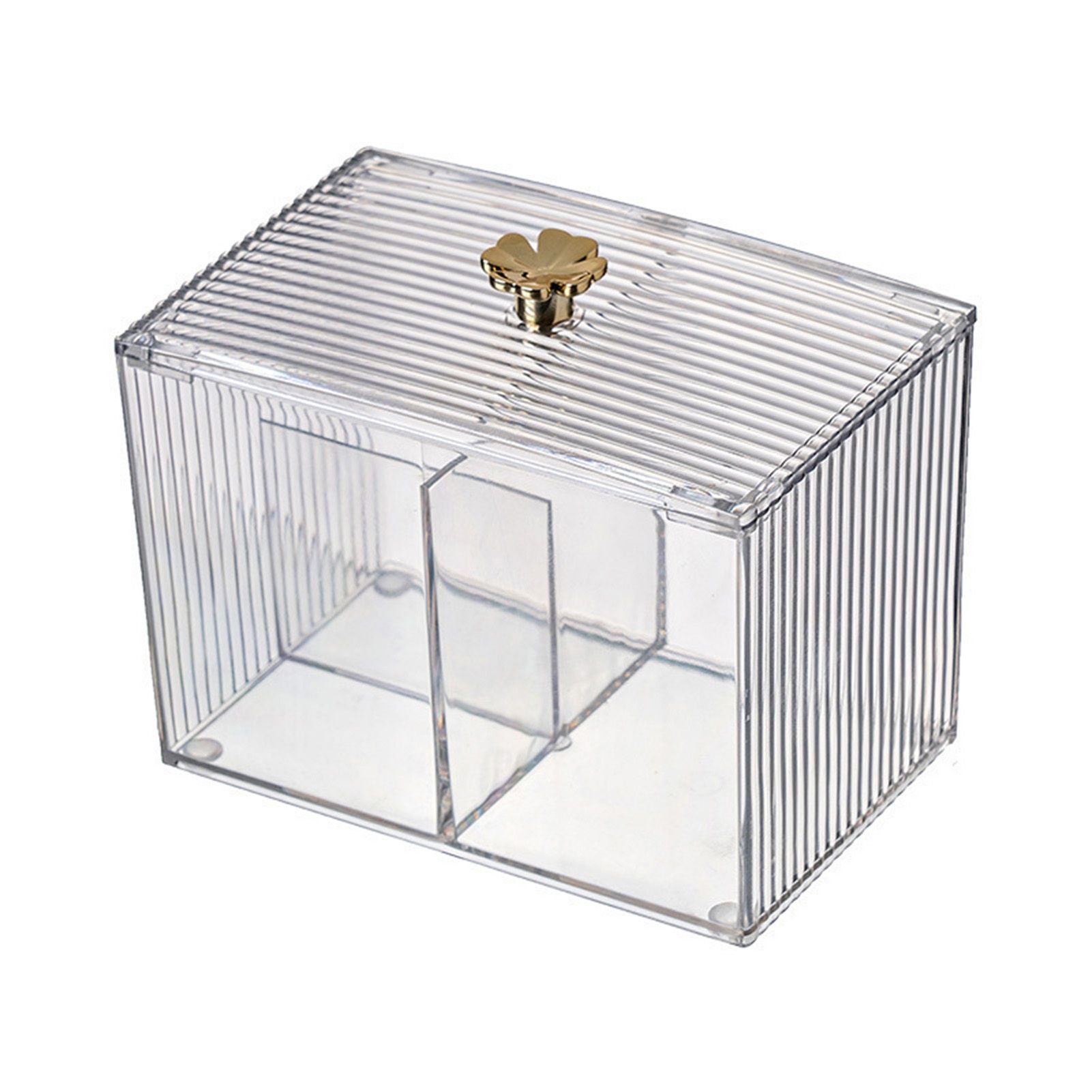 Cotton Pad Storage Box Swab Container Holder Transparent with Lid Grid for Cosmetics Desktop Decoration - Image 2