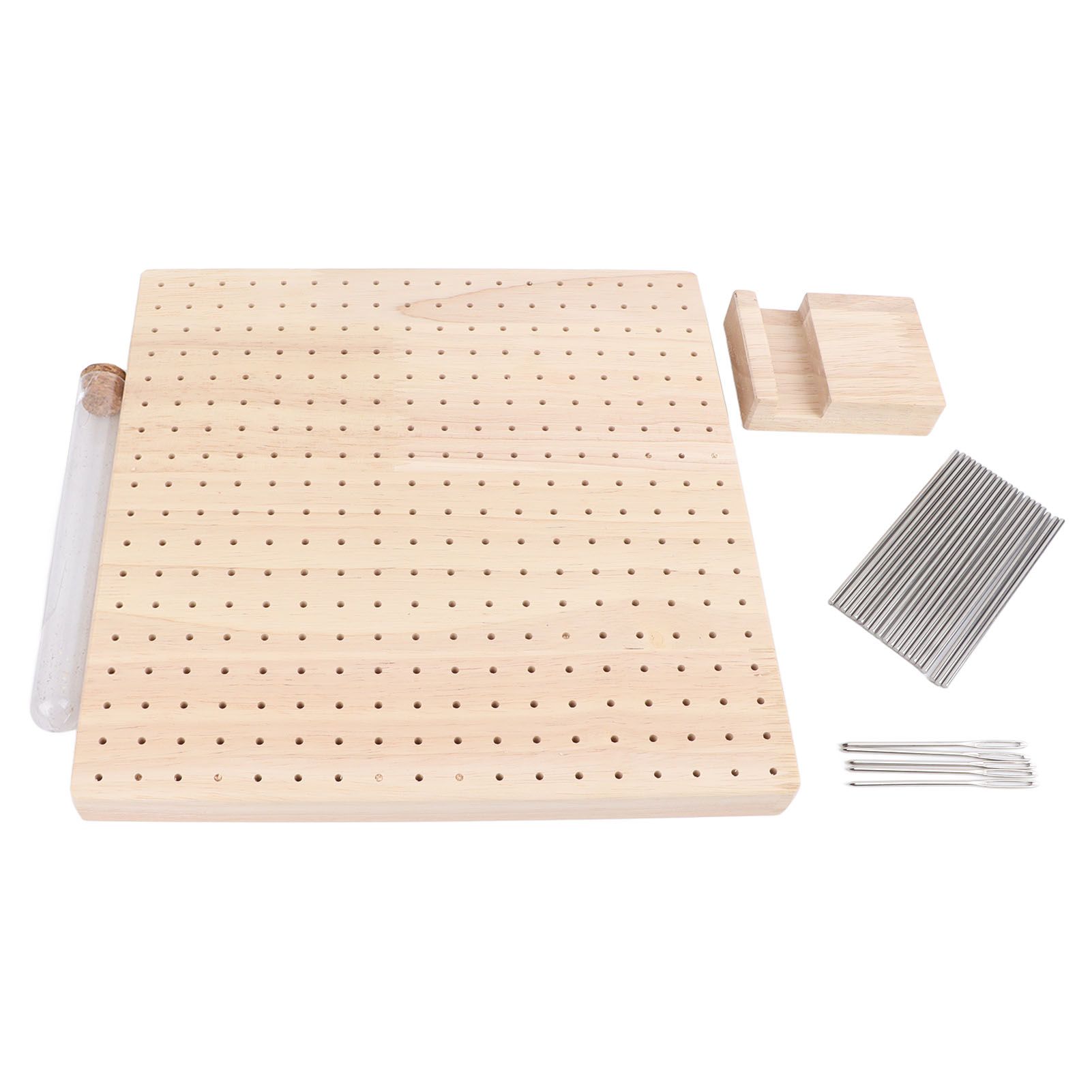 9.3in Rubber Wooden Crochet Blocking Board Crochet Accessories with 20pcs Steel Pins Stand for Knitting Crochet Projects - Image 1