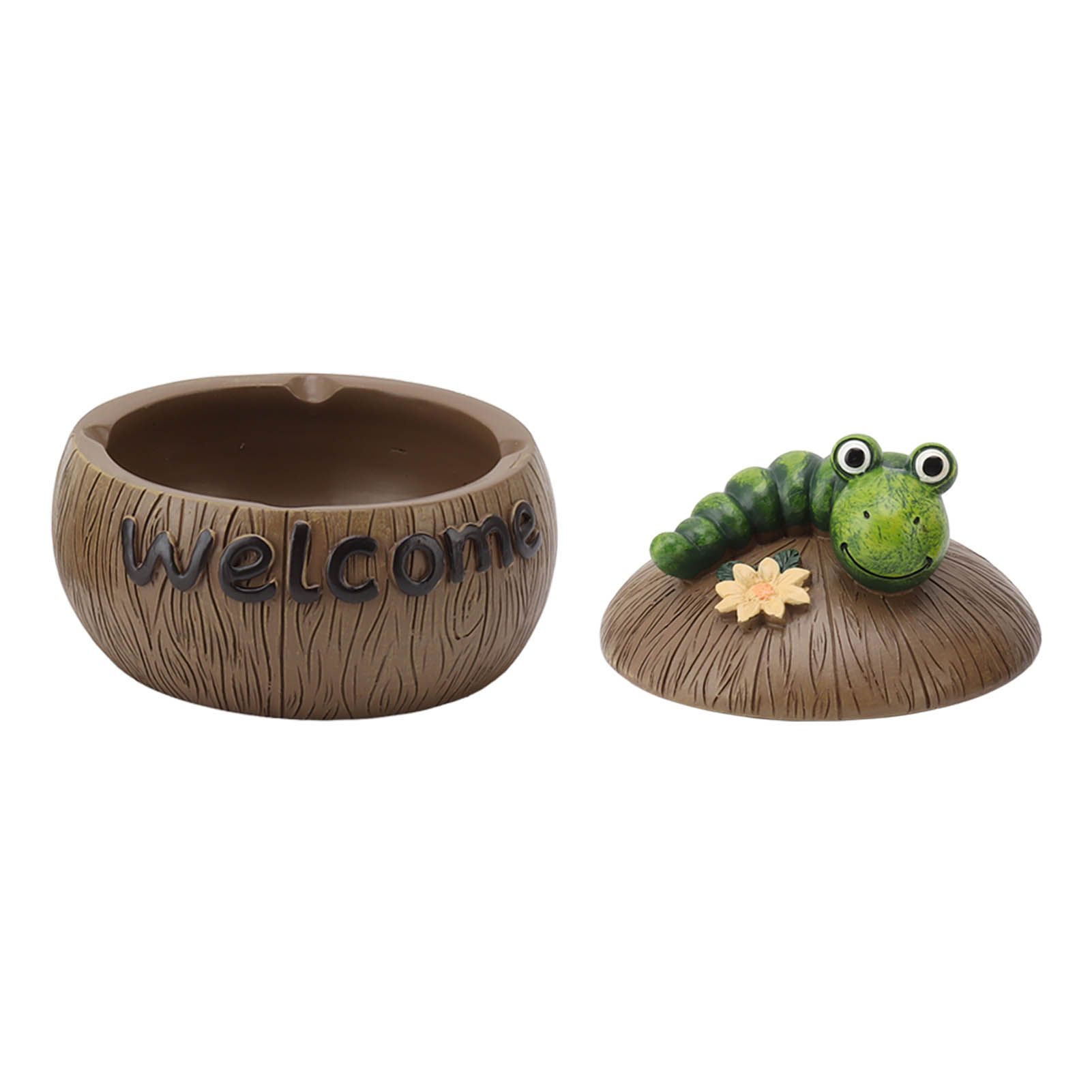 Cute Resin Ashtray Innovative Cartoon Animal Hand Painted Cigarette Ashtray with Lid for Home Living Room Office Caterpillar - Image 1