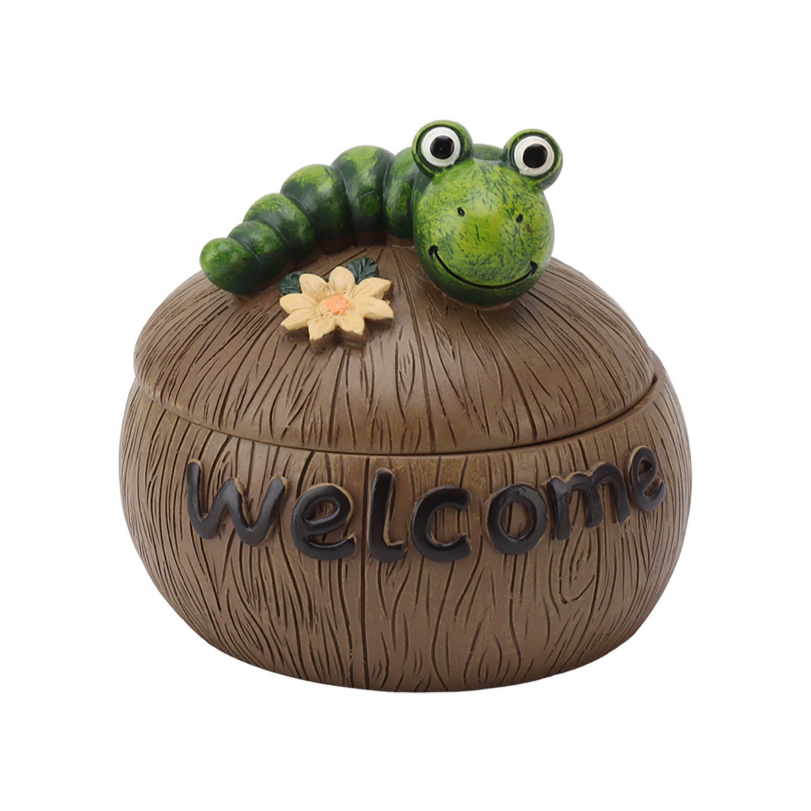 Cute Resin Ashtray Innovative Cartoon Animal Hand Painted Cigarette Ashtray with Lid for Home Living Room Office Caterpillar - Image 2