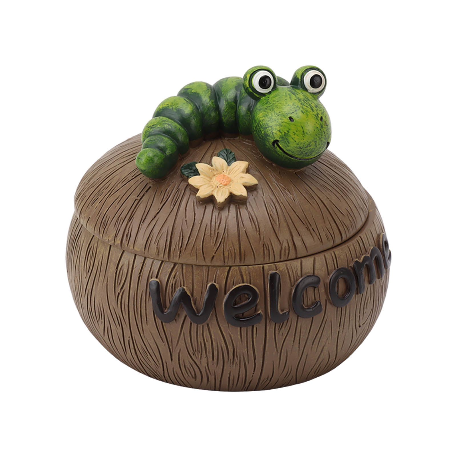 Cute Resin Ashtray Innovative Cartoon Animal Hand Painted Cigarette Ashtray with Lid for Home Living Room Office Caterpillar - Image 3