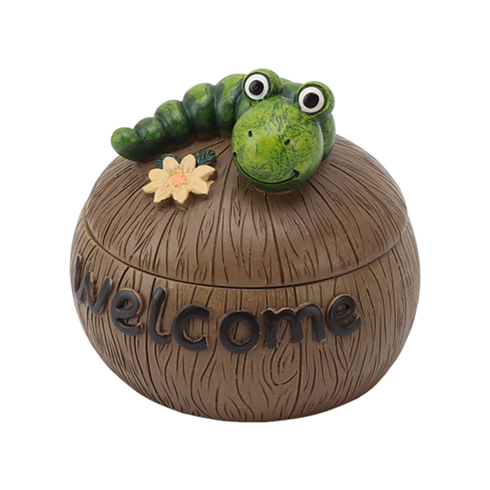 Cute Resin Ashtray Innovative Cartoon Animal Hand Painted Cigarette Ashtray with Lid for Home Living Room Office Caterpillar - Image 4