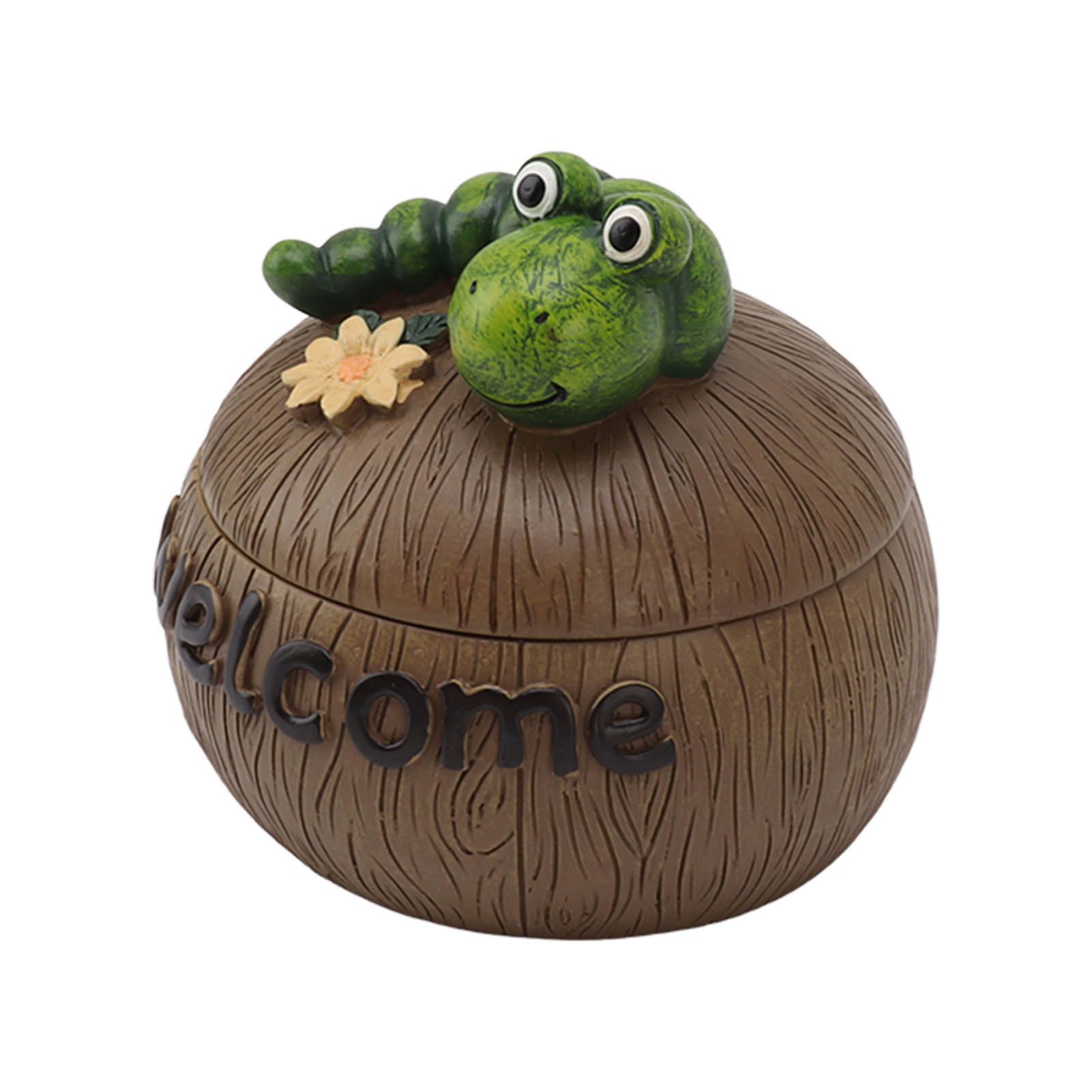 Cute Resin Ashtray Innovative Cartoon Animal Hand Painted Cigarette Ashtray with Lid for Home Living Room Office Caterpillar - Image 6