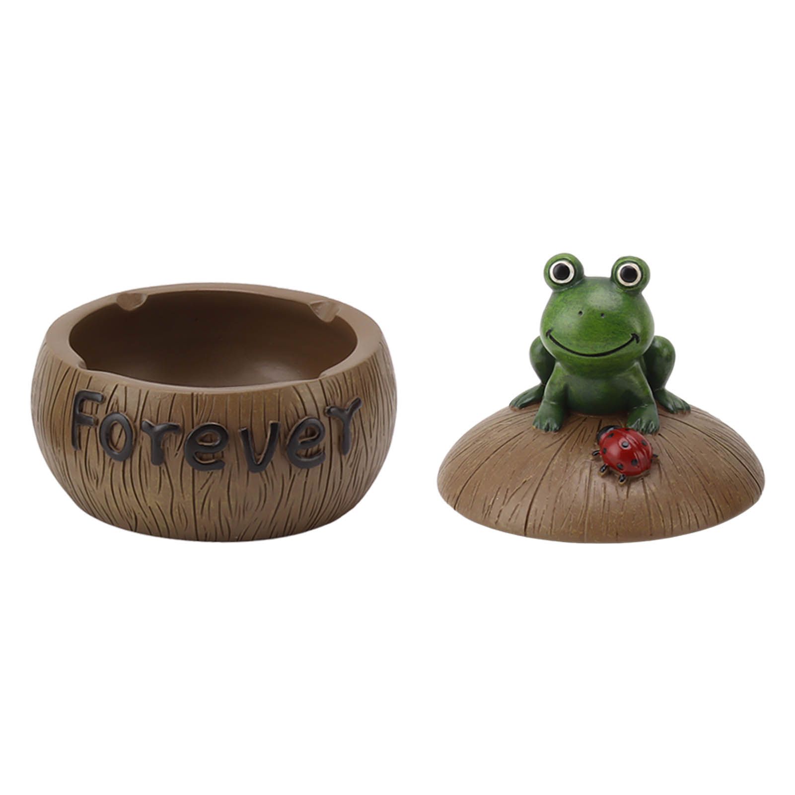 Cute Resin Ashtray Innovative Cartoon Animal Hand Painted Cigarette Ashtray with Lid for Home Living Room Office Frog - Image 1