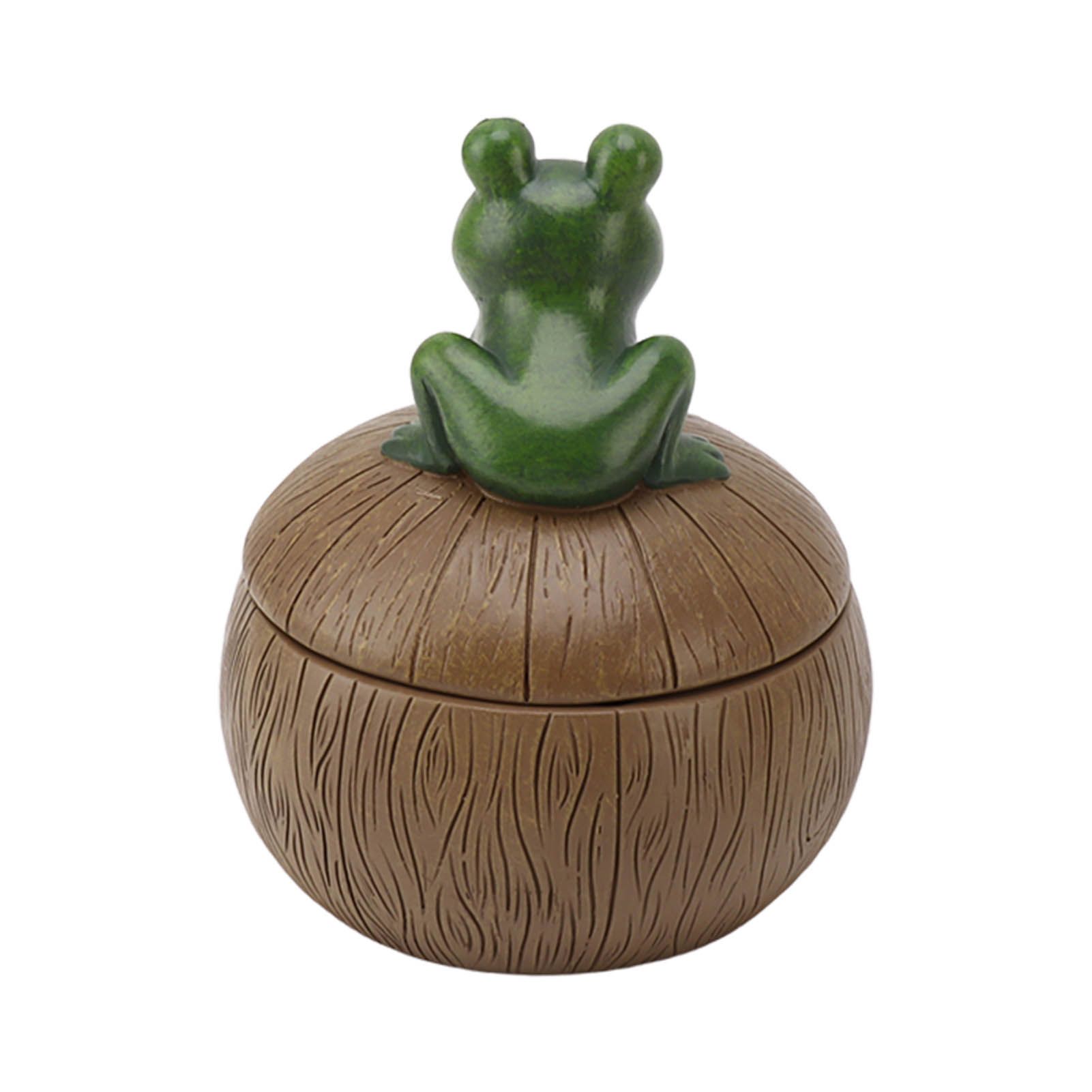 Cute Resin Ashtray Innovative Cartoon Animal Hand Painted Cigarette Ashtray with Lid for Home Living Room Office Frog - Image 5