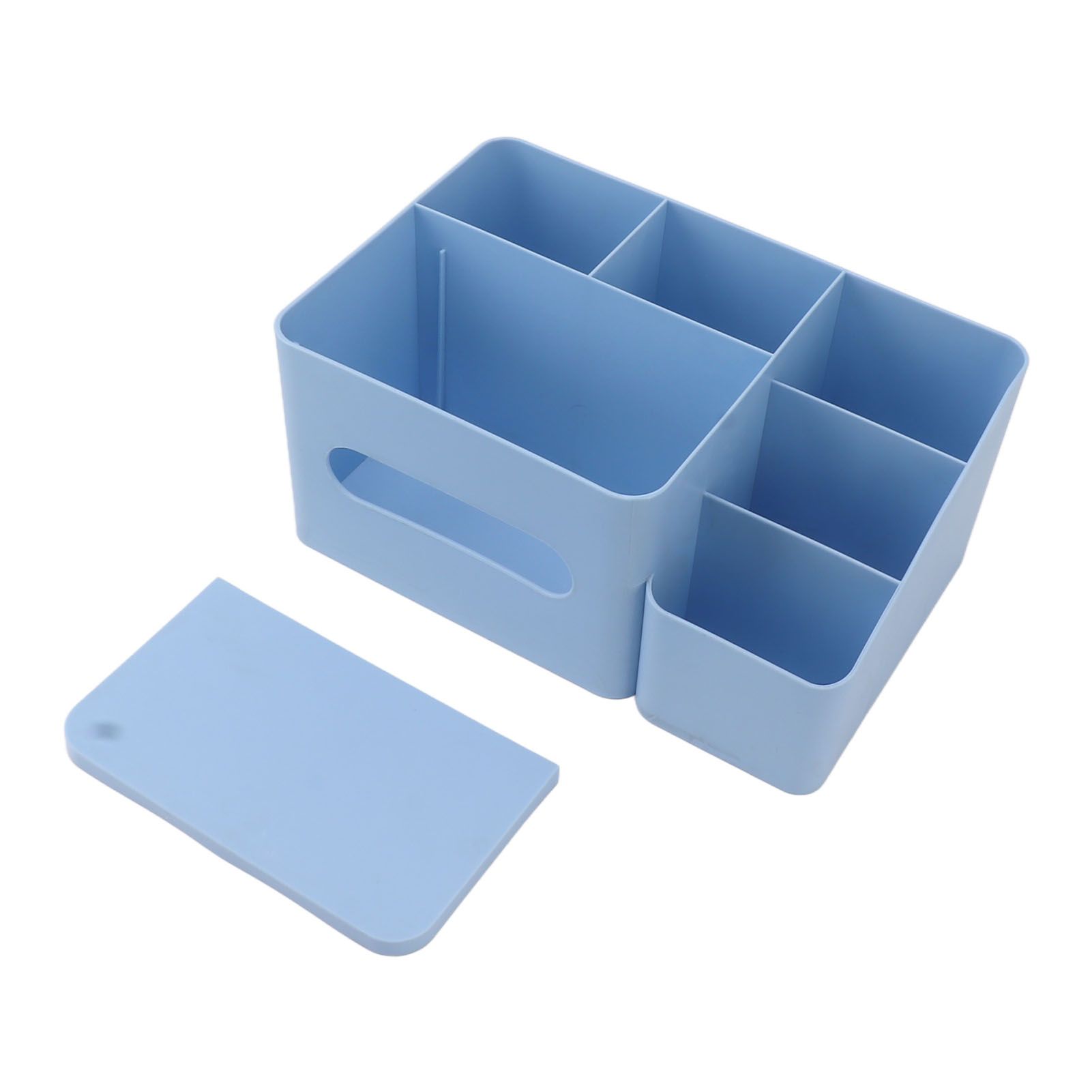 Tissue Box Organizer with Lid Plastic Exquisite Smooth Surface Tissue Desk Organizer for Home Office Blue - Image 1
