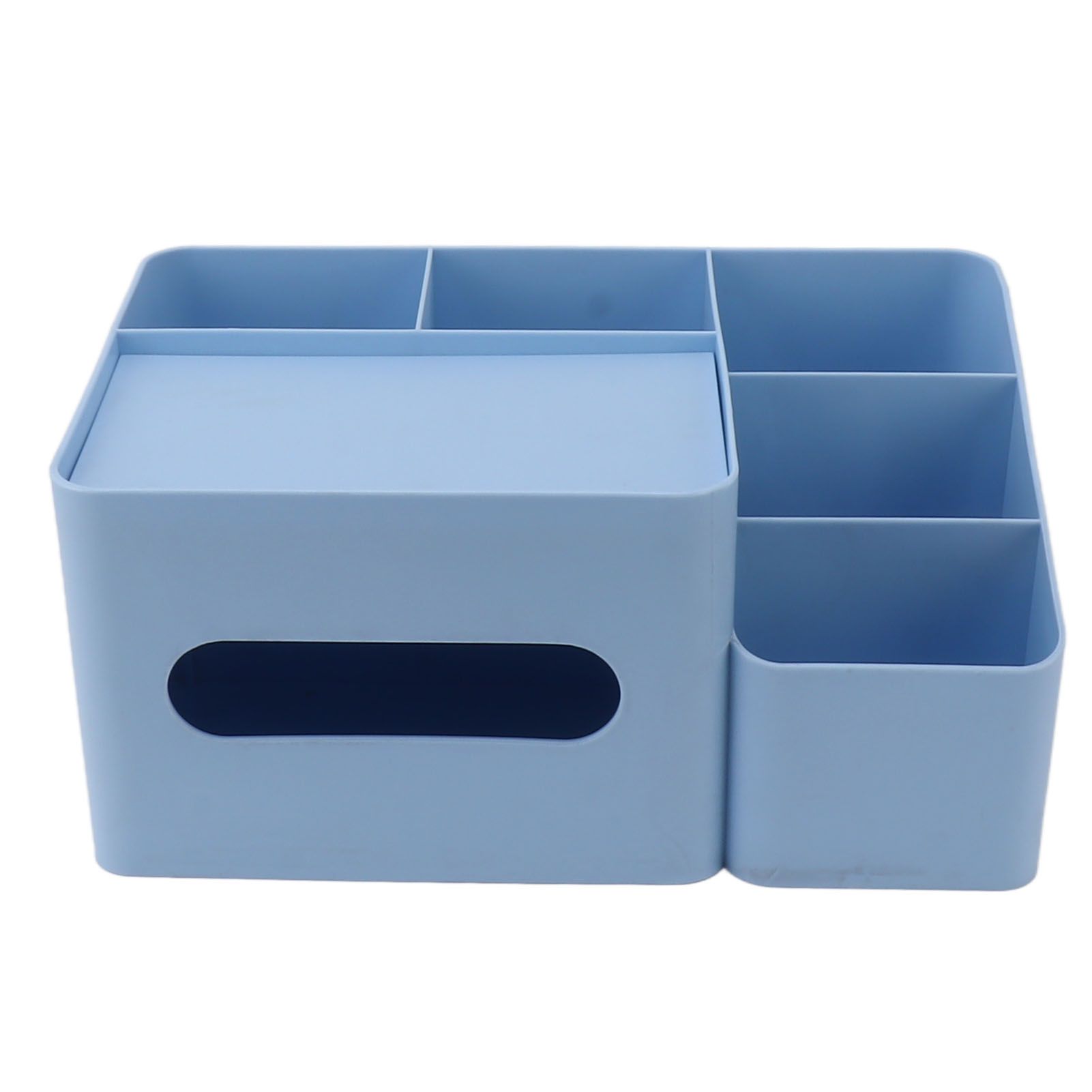 Tissue Box Organizer with Lid Plastic Exquisite Smooth Surface Tissue Desk Organizer for Home Office Blue - Image 2