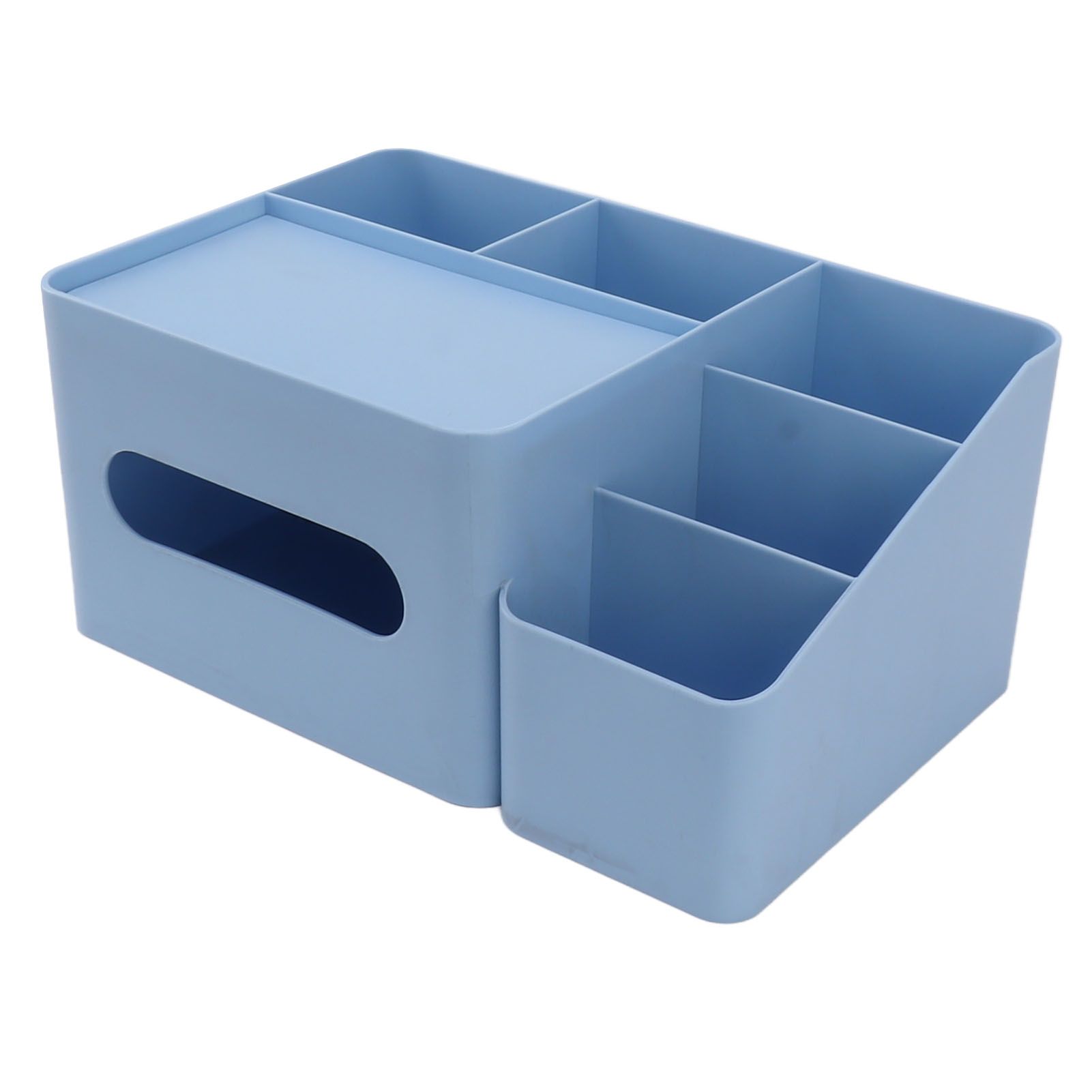 Tissue Box Organizer with Lid Plastic Exquisite Smooth Surface Tissue Desk Organizer for Home Office Blue - Image 3