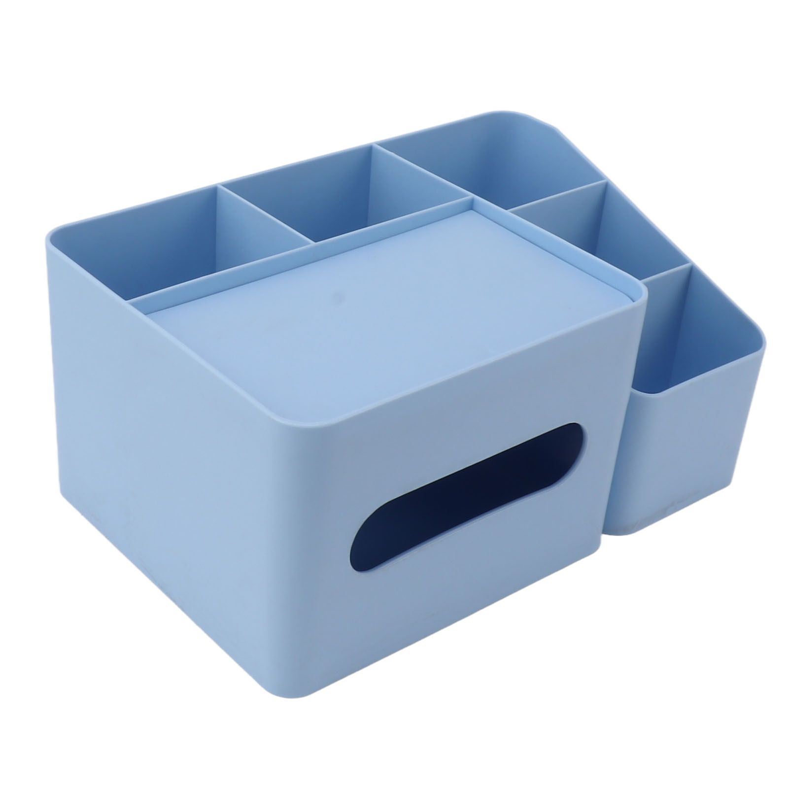 Tissue Box Organizer with Lid Plastic Exquisite Smooth Surface Tissue Desk Organizer for Home Office Blue - Image 4