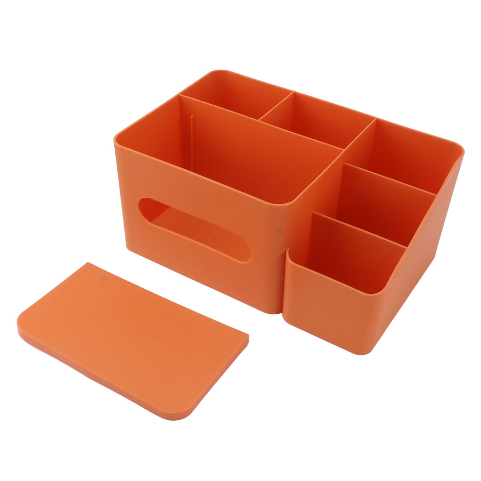 Tissue Box Organizer with Lid Plastic Exquisite Smooth Surface Tissue Desk Organizer for Home Office Orange - Image 1