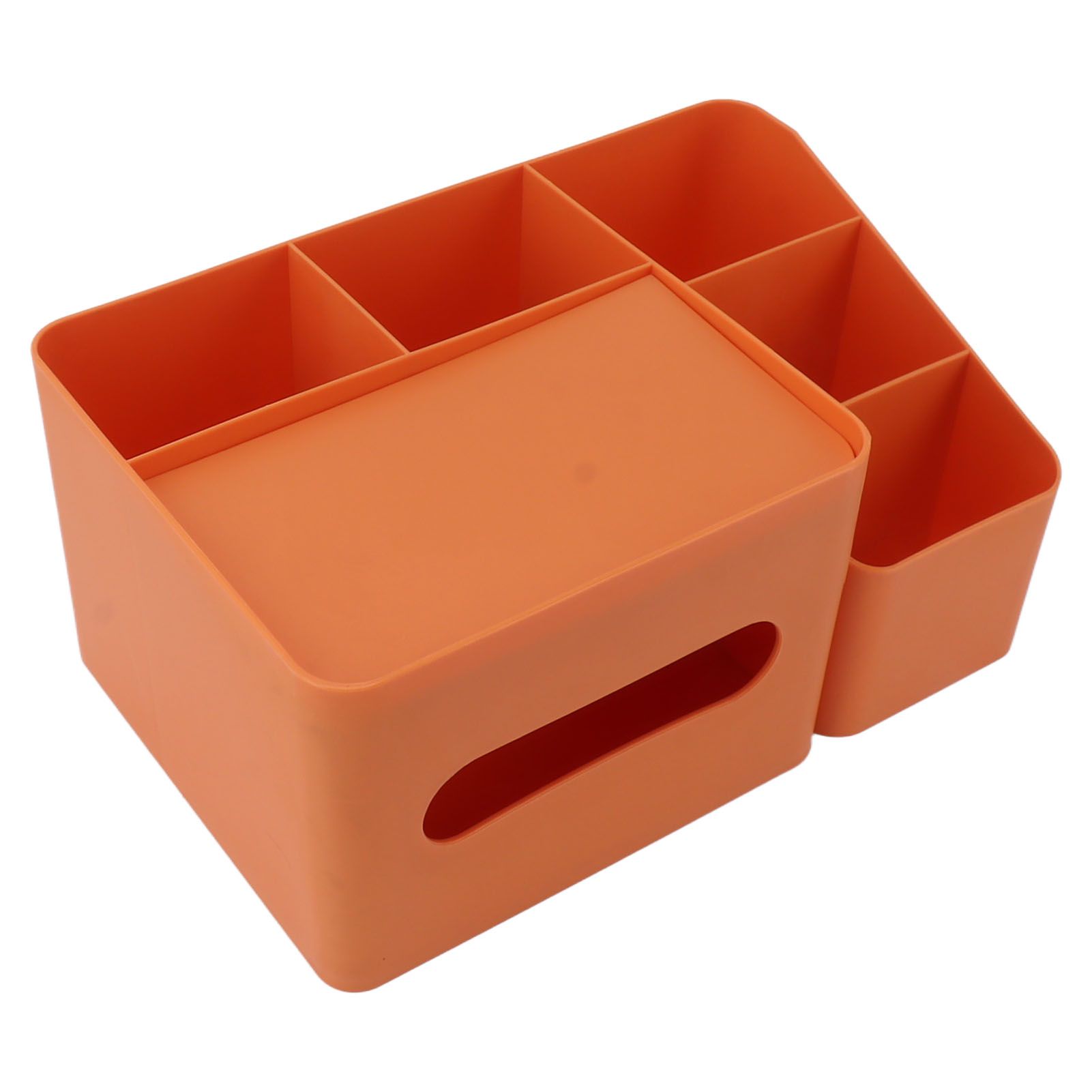 Tissue Box Organizer with Lid Plastic Exquisite Smooth Surface Tissue Desk Organizer for Home Office Orange - Image 5