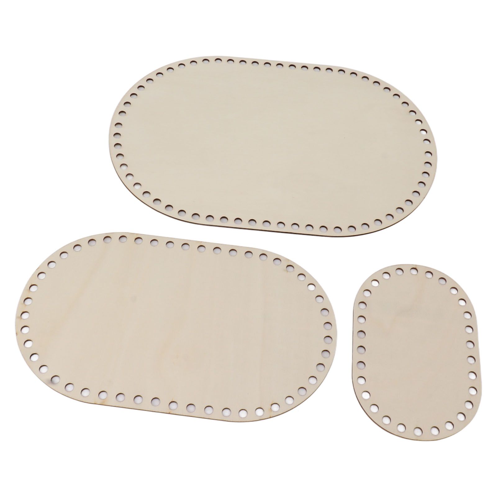 3Pcs Wooden Basket Bottom Oval Blank Solid Crochet Basket Wood Base for DIY Basket Weaving Supplies Craft Making - Image 2