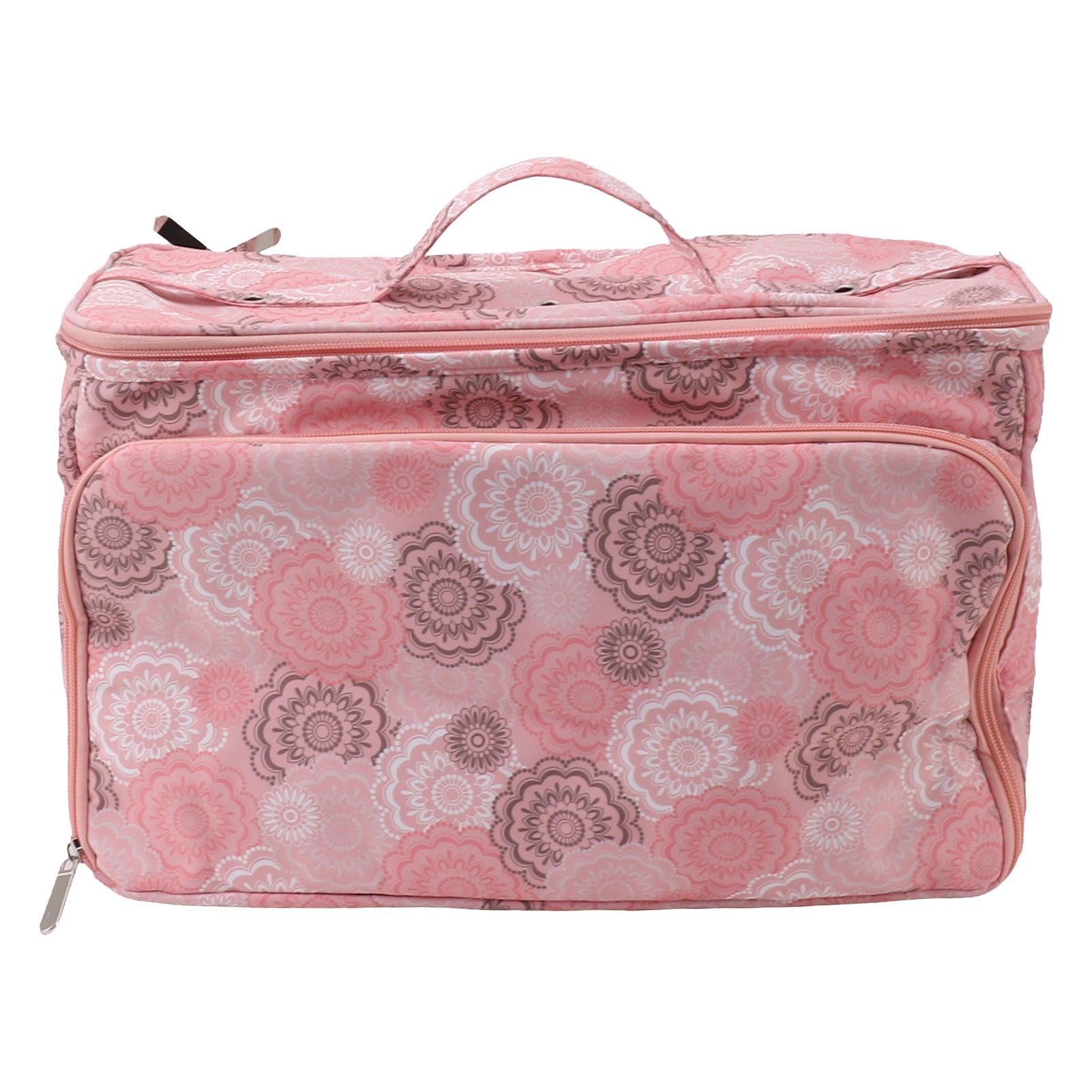 Knitting Bag Pink Oxford Cloth DIY Multifunctional Portable Crochet Holder Bag with Dividers for Knitting Needles Yarn Balls Sewing Supplies - Image 1