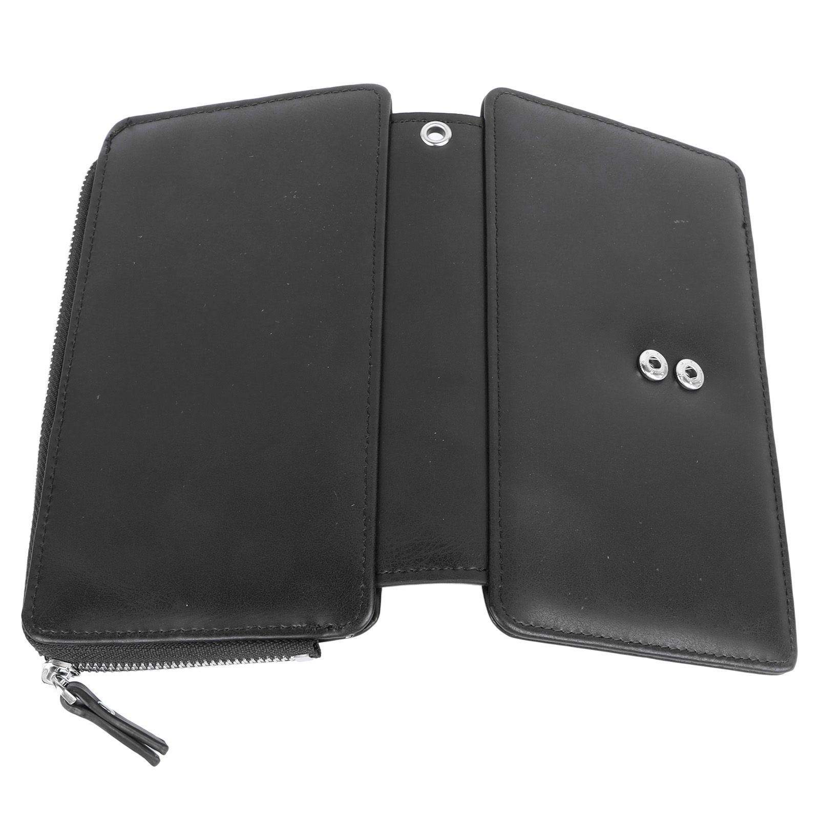 Long Wallet for Men PU Leather Frosted Retro Multifunctional Phone Card Holder Purse Business Handbag with Zipper and Strap Black - Image 2