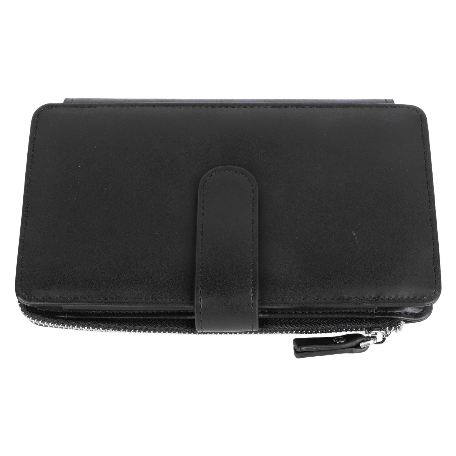 Long Wallet for Men PU Leather Frosted Retro Multifunctional Phone Card Holder Purse Business Handbag with Zipper and Strap Black - Image 6