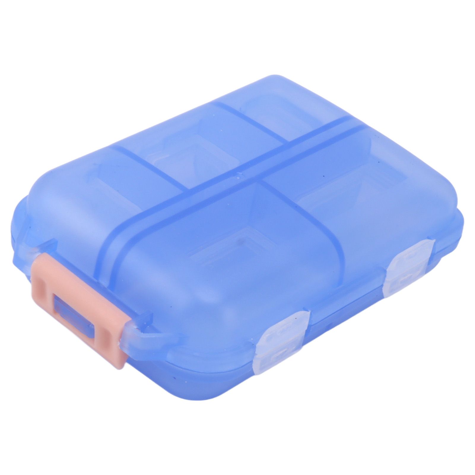 Medicine Box Medicine Case Plastic Waterproof 10 Compartments Buckle Lock Weekly Portable Medicine Container Blue - Image 1