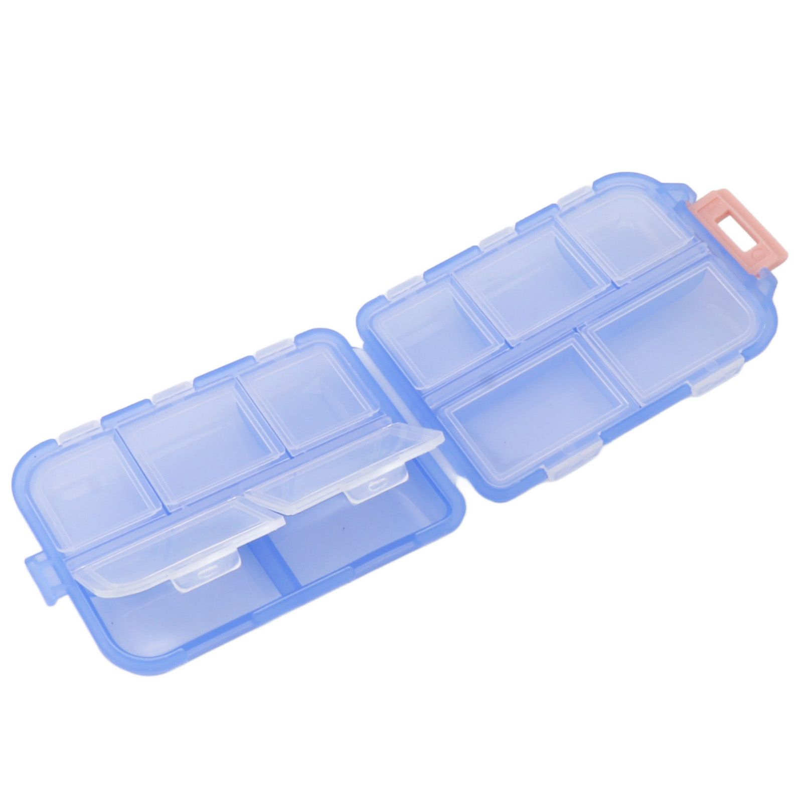 Medicine Box Medicine Case Plastic Waterproof 10 Compartments Buckle Lock Weekly Portable Medicine Container Blue - Image 2