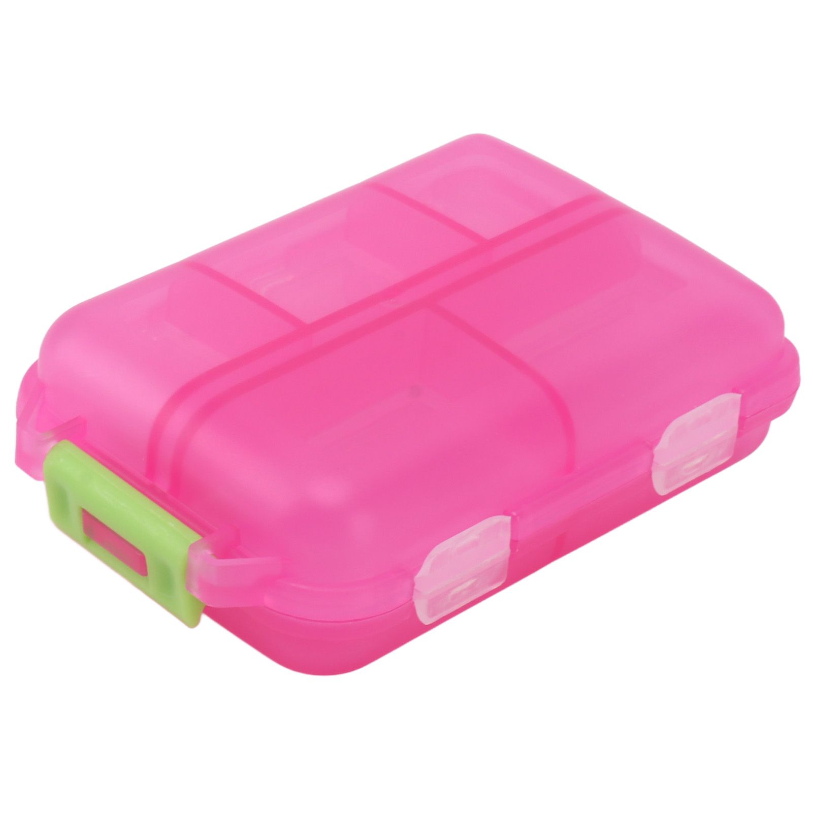 Medicine Box Medicine Case Plastic Waterproof 10 Compartments Buckle Lock Weekly Portable Medicine Container Rose Red - Image 1
