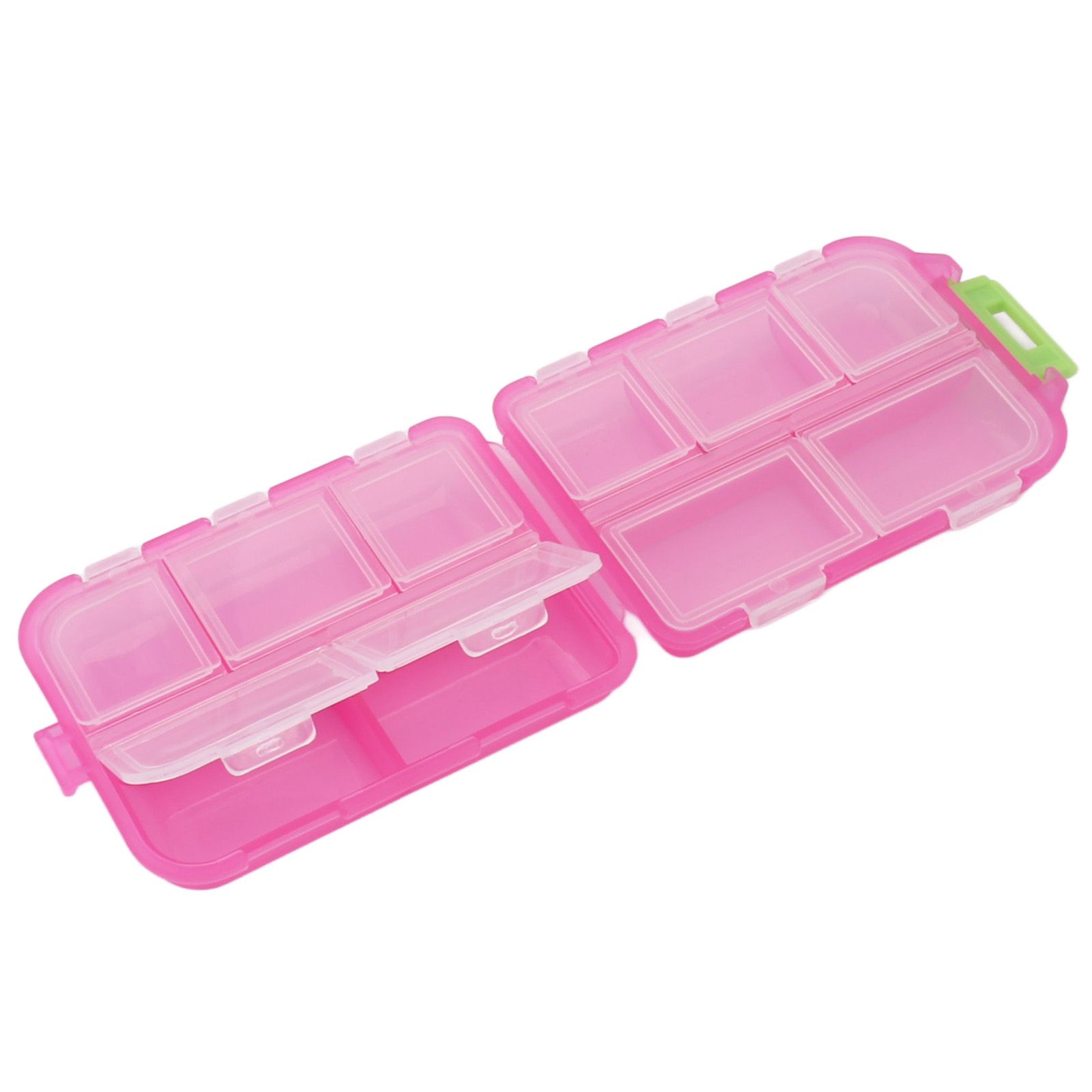 Medicine Box Medicine Case Plastic Waterproof 10 Compartments Buckle Lock Weekly Portable Medicine Container Rose Red - Image 2