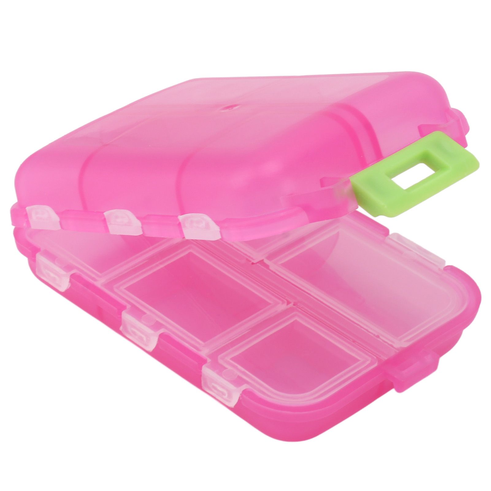 Medicine Box Medicine Case Plastic Waterproof 10 Compartments Buckle Lock Weekly Portable Medicine Container Rose Red - Image 5