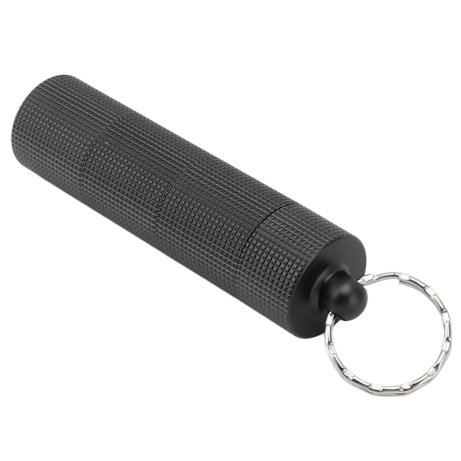 Keychain Medicine Holder Case 3 Compartment Waterproof Metal Travel Tablet Capsule Holder for Outdoor Black - Image 5