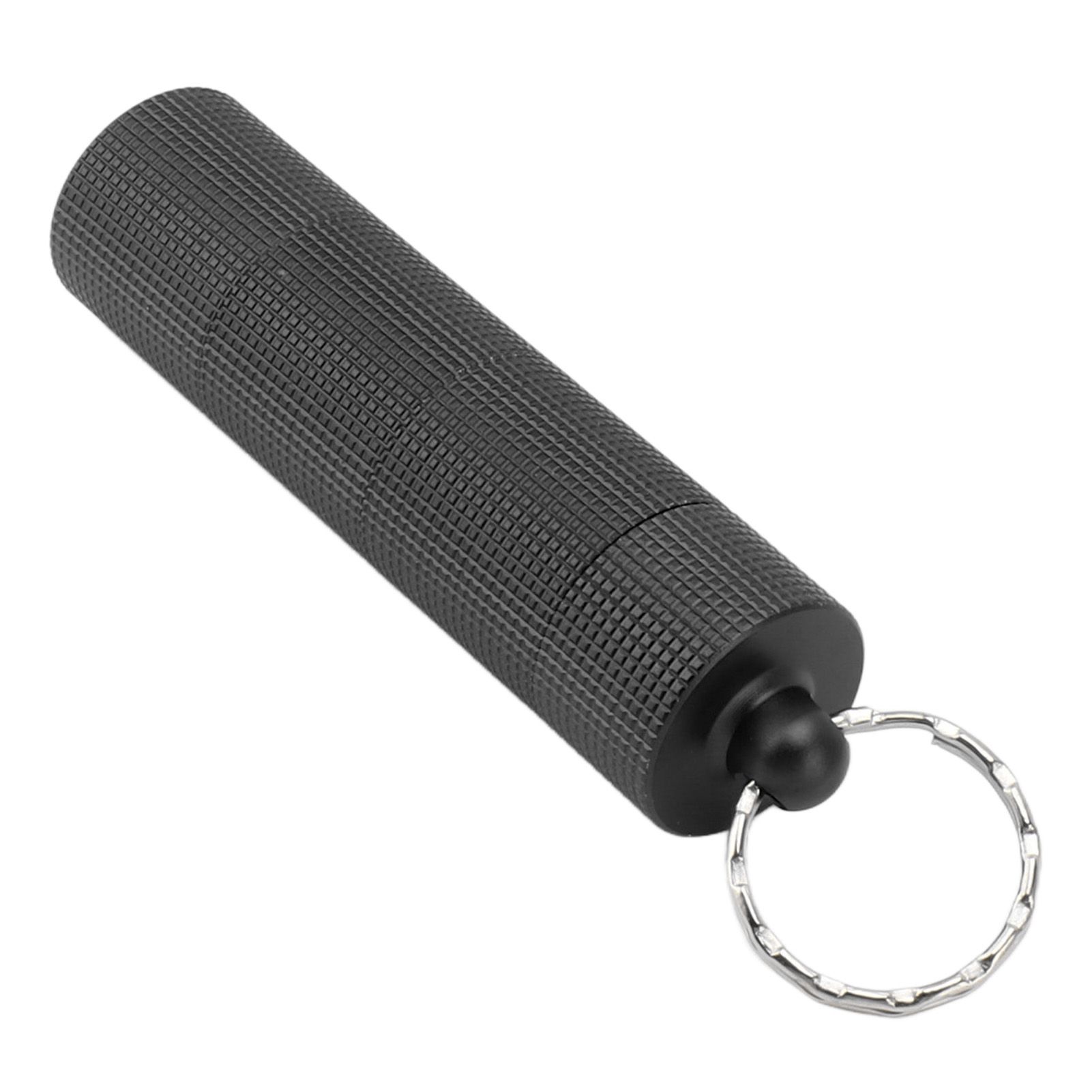 Keychain Medicine Holder Case 3 Compartment Waterproof Metal Travel Tablet Capsule Holder for Outdoor Black - Image 6