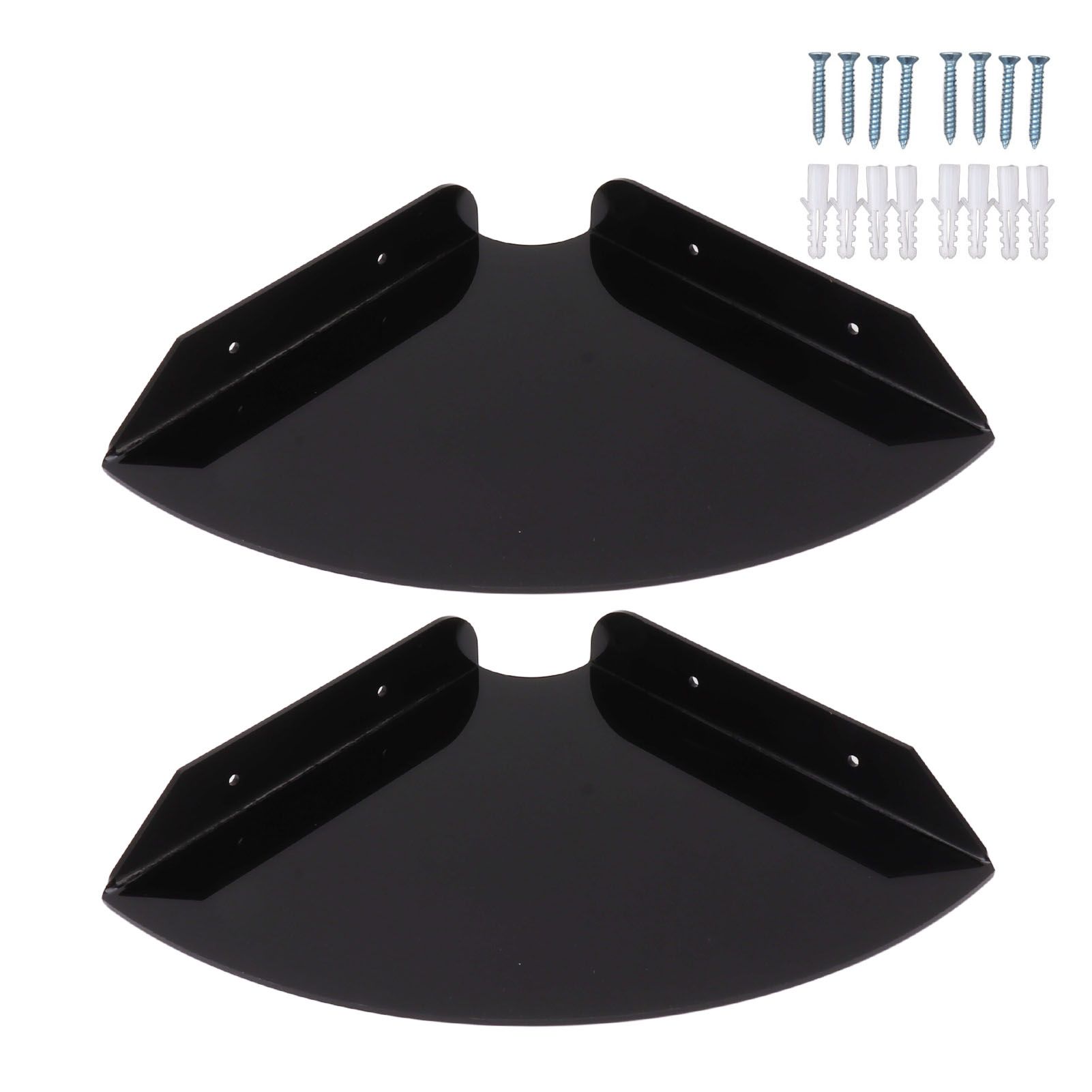 2pcs Wall Mount Floating Corner Shelves Quarter Round Hanging Corner Shelves for Bedrooms Living Rooms Shower Room Black - Image 1