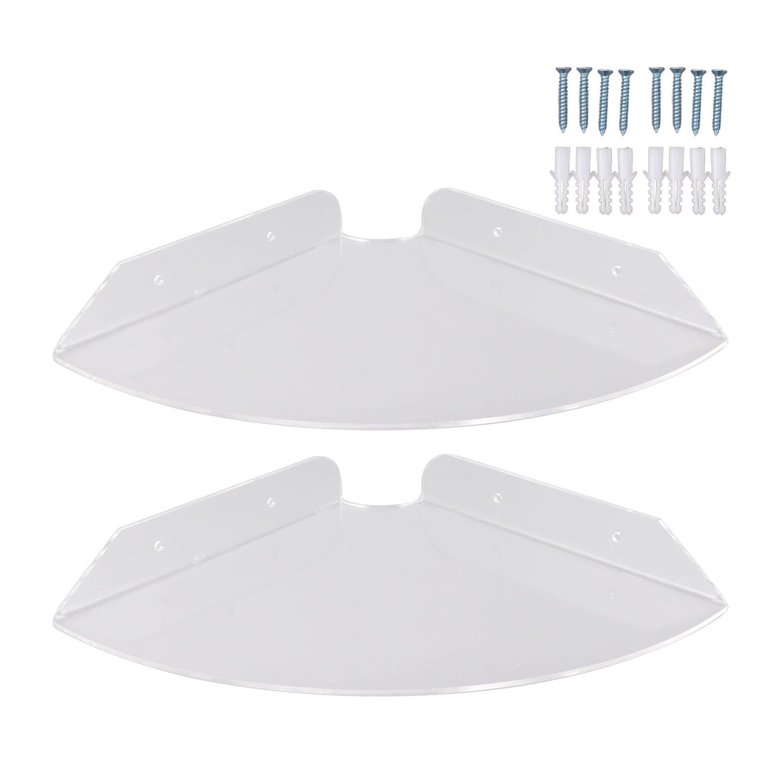 2pcs Wall Mount Floating Corner Shelves Quarter Round Hanging Corner Shelves for Bedrooms Living Rooms Shower Room Transparent - Image 1